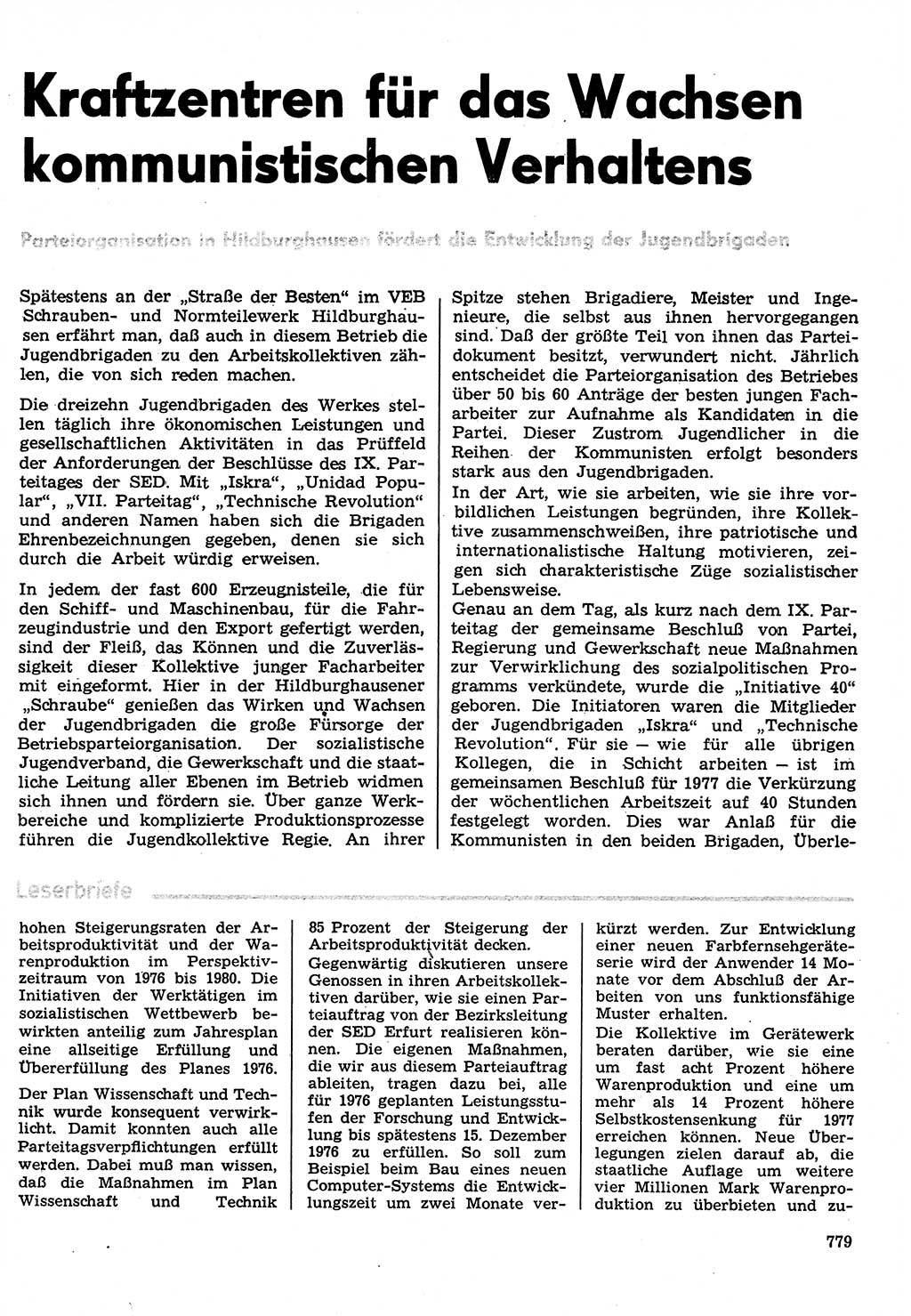 Neuer Weg (NW), Organ des Zentralkomitees (ZK) der SED (Sozialistische Einheitspartei Deutschlands) für Fragen des Parteilebens, 31. Jahrgang [Deutsche Demokratische Republik (DDR)] 1976, Seite 779 (NW ZK SED DDR 1976, S. 779)