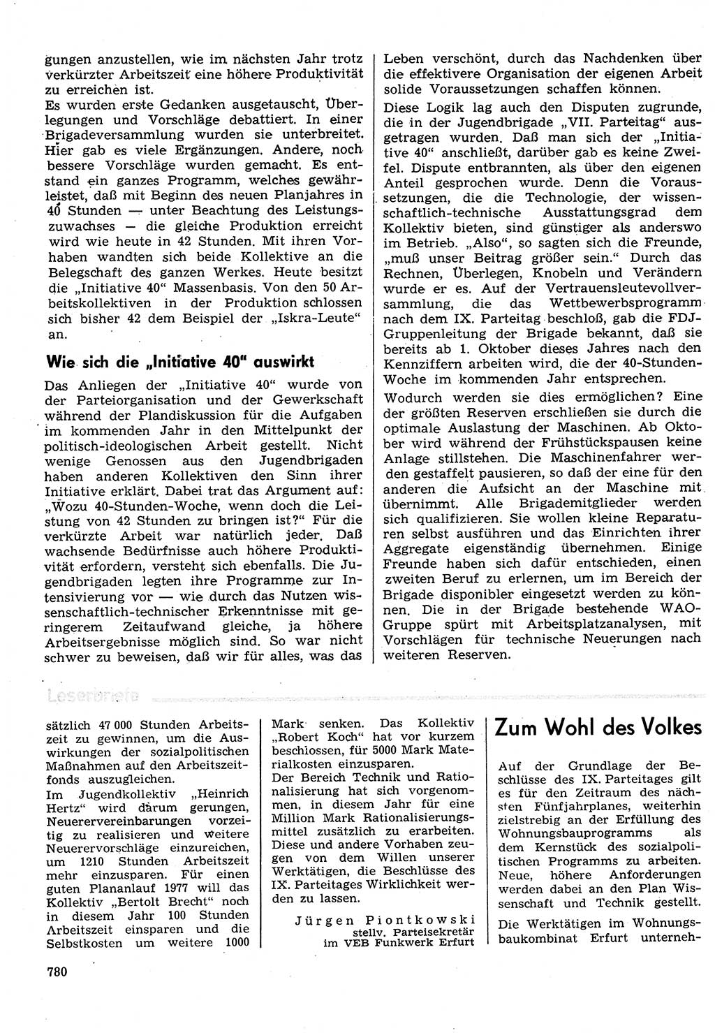 Neuer Weg (NW), Organ des Zentralkomitees (ZK) der SED (Sozialistische Einheitspartei Deutschlands) für Fragen des Parteilebens, 31. Jahrgang [Deutsche Demokratische Republik (DDR)] 1976, Seite 780 (NW ZK SED DDR 1976, S. 780)