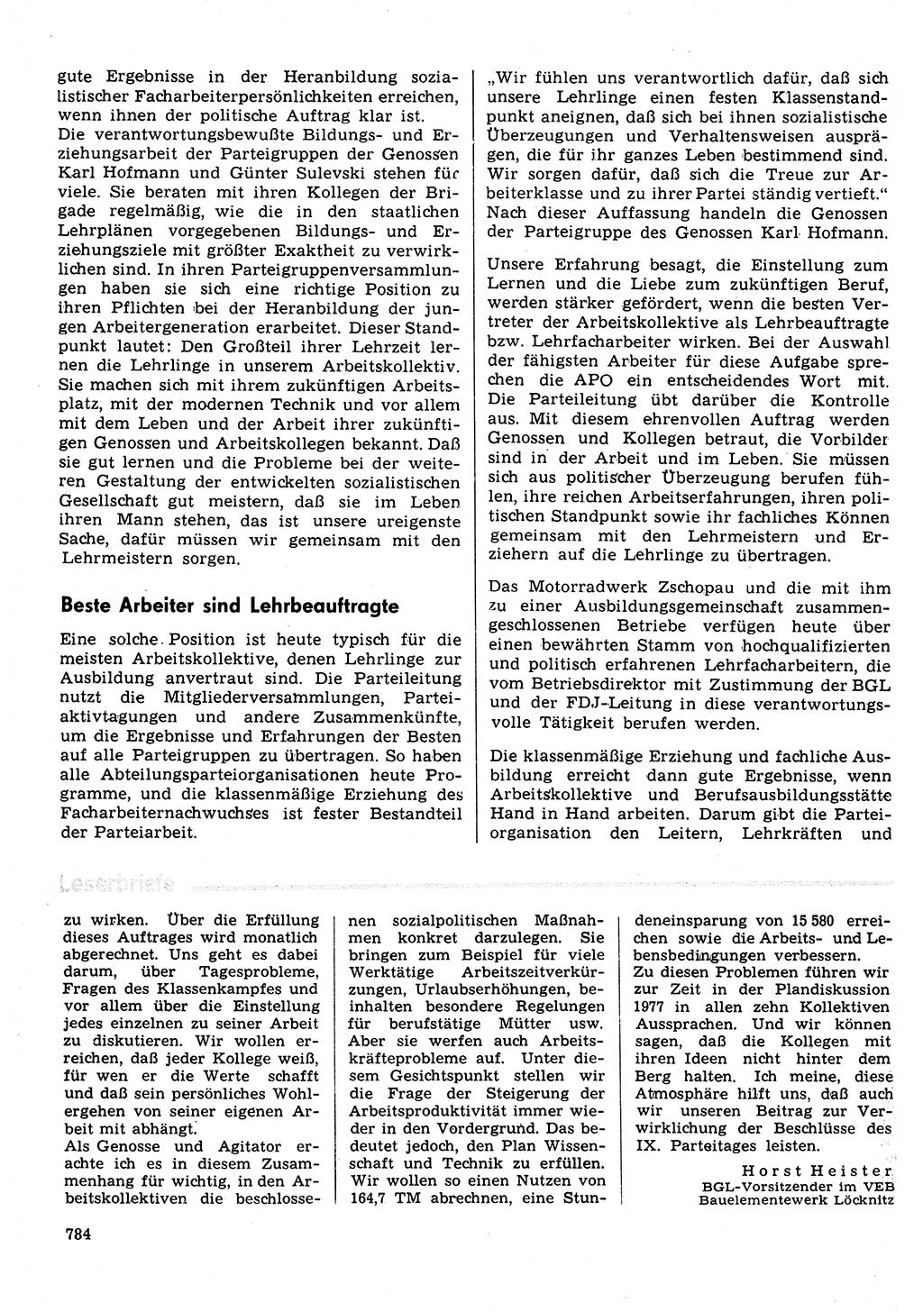 Neuer Weg (NW), Organ des Zentralkomitees (ZK) der SED (Sozialistische Einheitspartei Deutschlands) für Fragen des Parteilebens, 31. Jahrgang [Deutsche Demokratische Republik (DDR)] 1976, Seite 784 (NW ZK SED DDR 1976, S. 784)