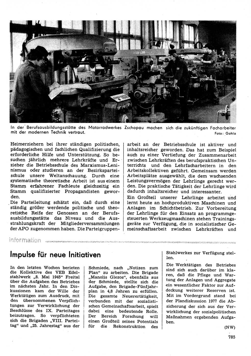 Neuer Weg (NW), Organ des Zentralkomitees (ZK) der SED (Sozialistische Einheitspartei Deutschlands) für Fragen des Parteilebens, 31. Jahrgang [Deutsche Demokratische Republik (DDR)] 1976, Seite 785 (NW ZK SED DDR 1976, S. 785)