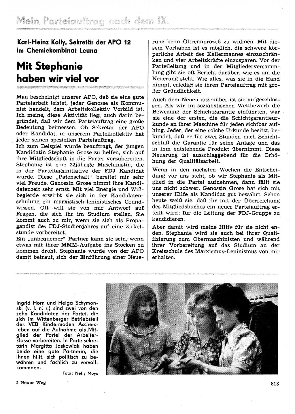 Neuer Weg (NW), Organ des Zentralkomitees (ZK) der SED (Sozialistische Einheitspartei Deutschlands) für Fragen des Parteilebens, 31. Jahrgang [Deutsche Demokratische Republik (DDR)] 1976, Seite 813 (NW ZK SED DDR 1976, S. 813)