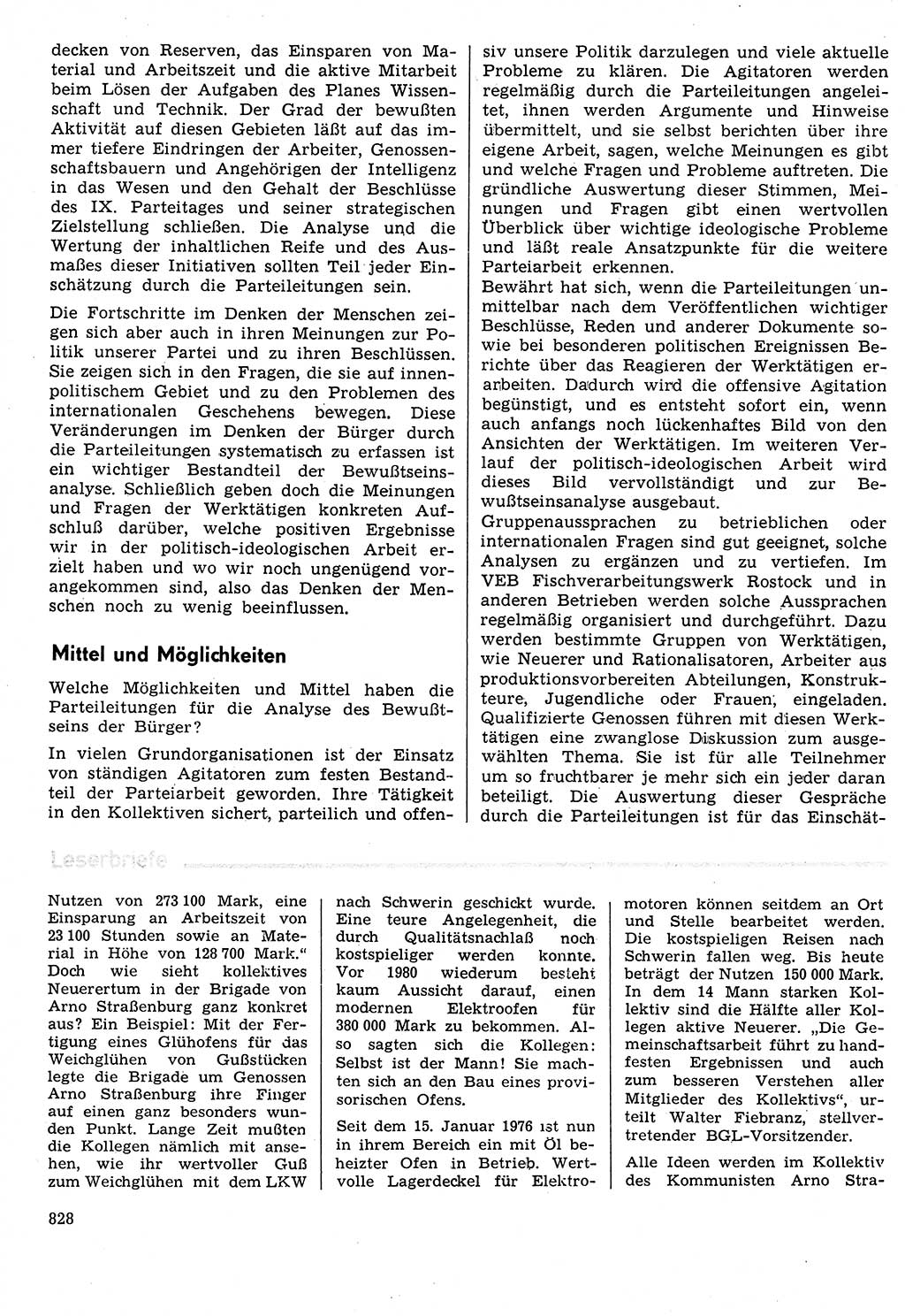 Neuer Weg (NW), Organ des Zentralkomitees (ZK) der SED (Sozialistische Einheitspartei Deutschlands) für Fragen des Parteilebens, 31. Jahrgang [Deutsche Demokratische Republik (DDR)] 1976, Seite 828 (NW ZK SED DDR 1976, S. 828)