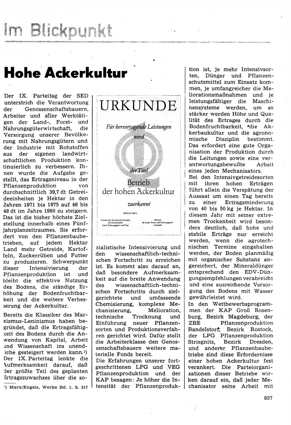 Neuer Weg (NW), Organ des Zentralkomitees (ZK) der SED (Sozialistische Einheitspartei Deutschlands) für Fragen des Parteilebens, 31. Jahrgang [Deutsche Demokratische Republik (DDR)] 1976, Seite 837 (NW ZK SED DDR 1976, S. 837)