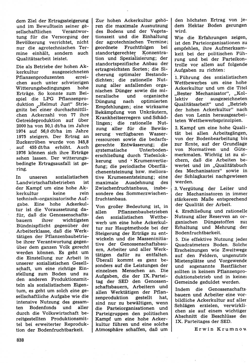 Neuer Weg (NW), Organ des Zentralkomitees (ZK) der SED (Sozialistische Einheitspartei Deutschlands) für Fragen des Parteilebens, 31. Jahrgang [Deutsche Demokratische Republik (DDR)] 1976, Seite 838 (NW ZK SED DDR 1976, S. 838)