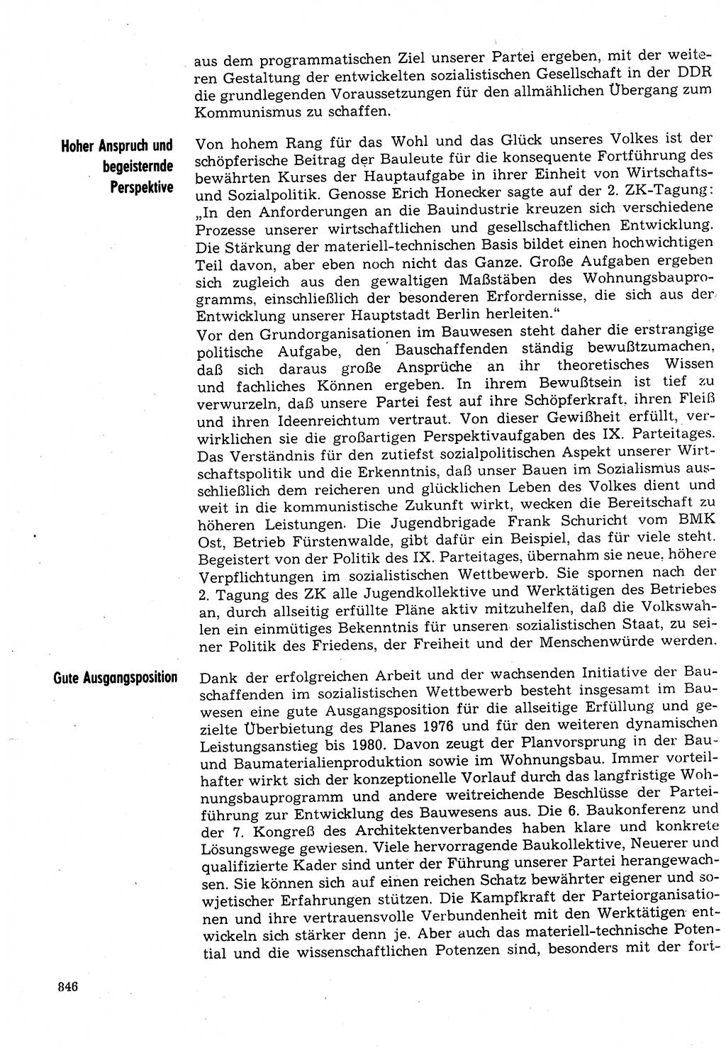 Neuer Weg (NW), Organ des Zentralkomitees (ZK) der SED (Sozialistische Einheitspartei Deutschlands) für Fragen des Parteilebens, 31. Jahrgang [Deutsche Demokratische Republik (DDR)] 1976, Seite 846 (NW ZK SED DDR 1976, S. 846)
