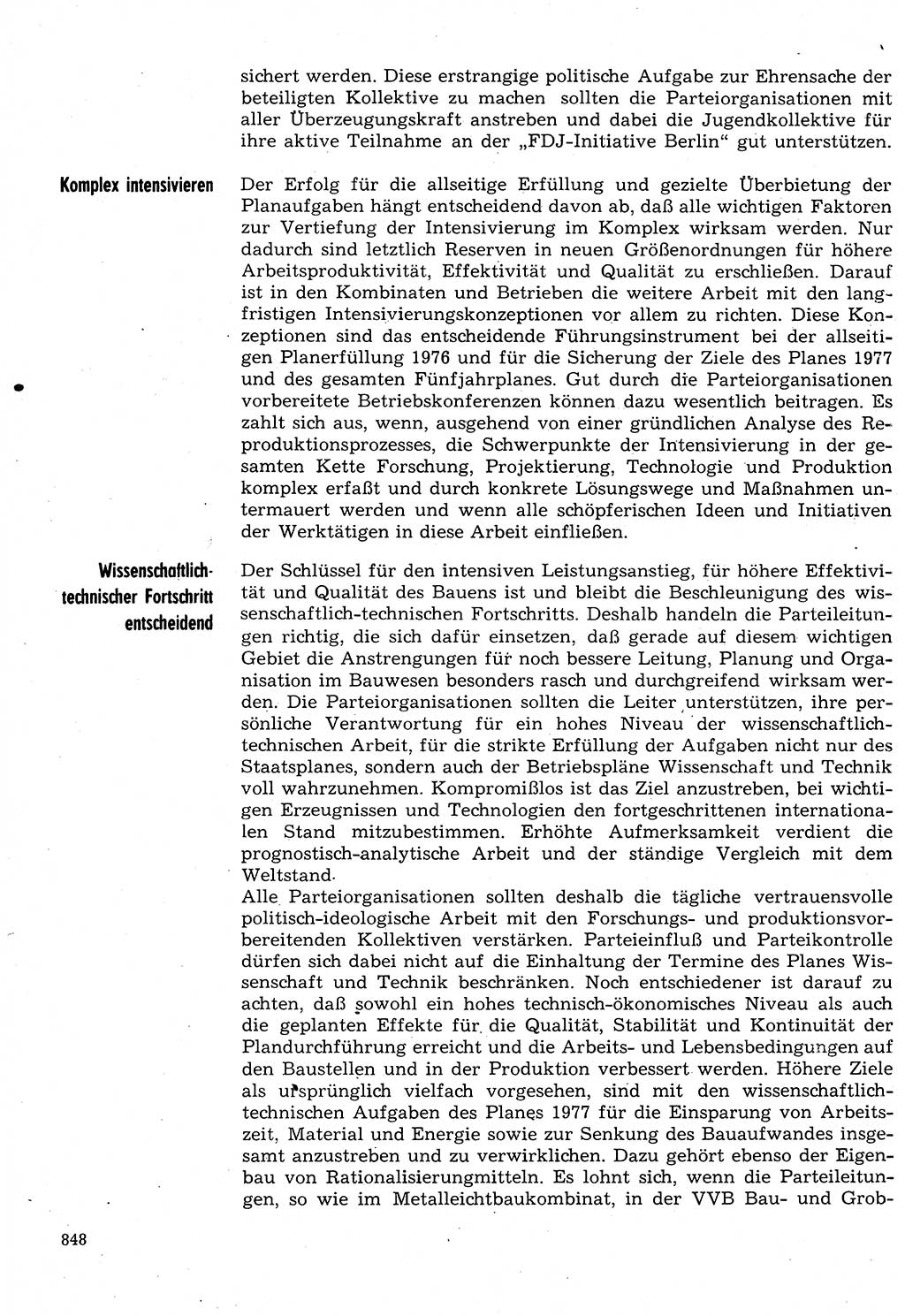 Neuer Weg (NW), Organ des Zentralkomitees (ZK) der SED (Sozialistische Einheitspartei Deutschlands) für Fragen des Parteilebens, 31. Jahrgang [Deutsche Demokratische Republik (DDR)] 1976, Seite 848 (NW ZK SED DDR 1976, S. 848)