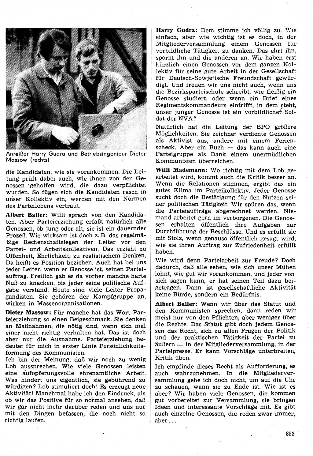 Neuer Weg (NW), Organ des Zentralkomitees (ZK) der SED (Sozialistische Einheitspartei Deutschlands) für Fragen des Parteilebens, 31. Jahrgang [Deutsche Demokratische Republik (DDR)] 1976, Seite 853 (NW ZK SED DDR 1976, S. 853)