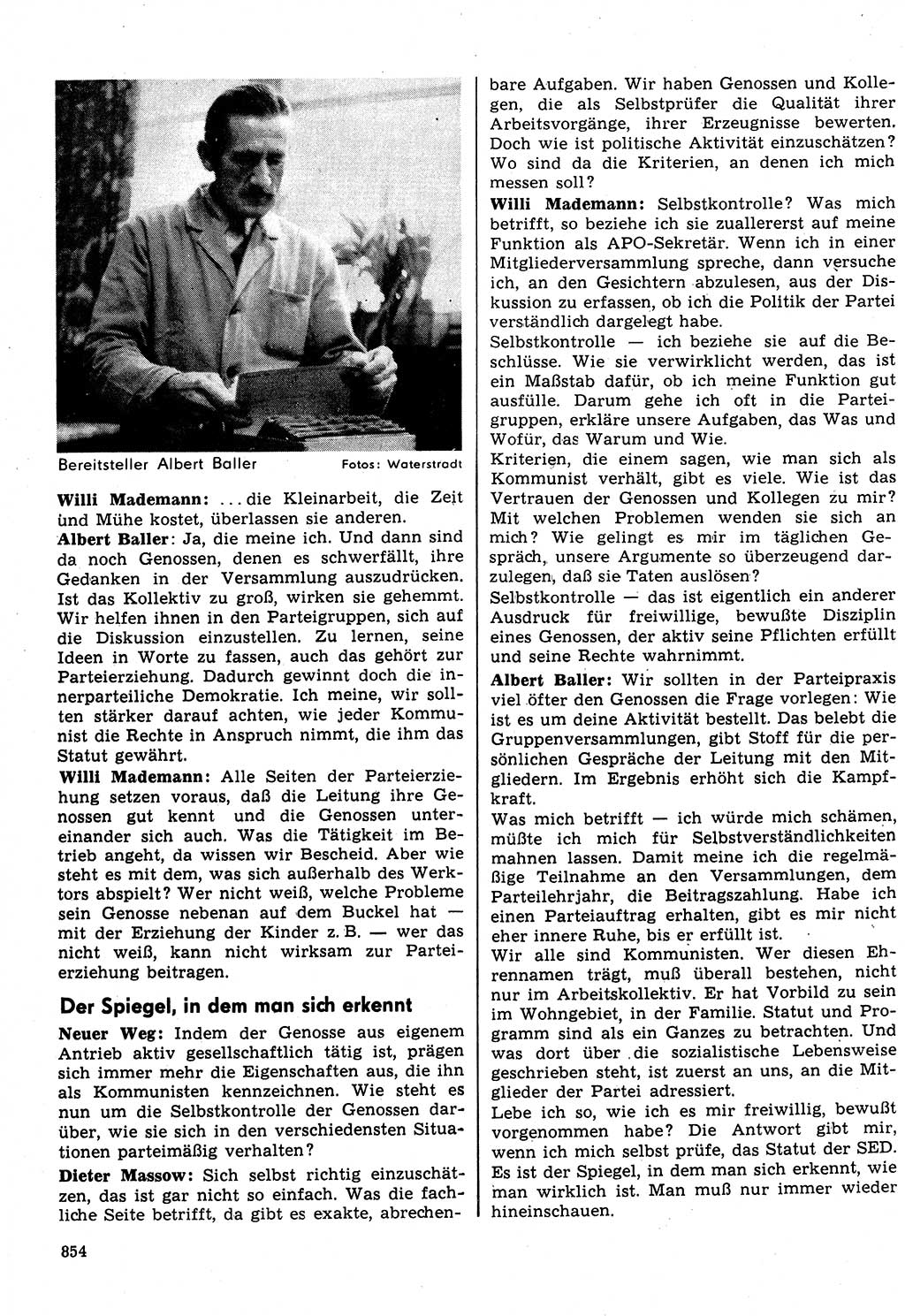 Neuer Weg (NW), Organ des Zentralkomitees (ZK) der SED (Sozialistische Einheitspartei Deutschlands) für Fragen des Parteilebens, 31. Jahrgang [Deutsche Demokratische Republik (DDR)] 1976, Seite 854 (NW ZK SED DDR 1976, S. 854)