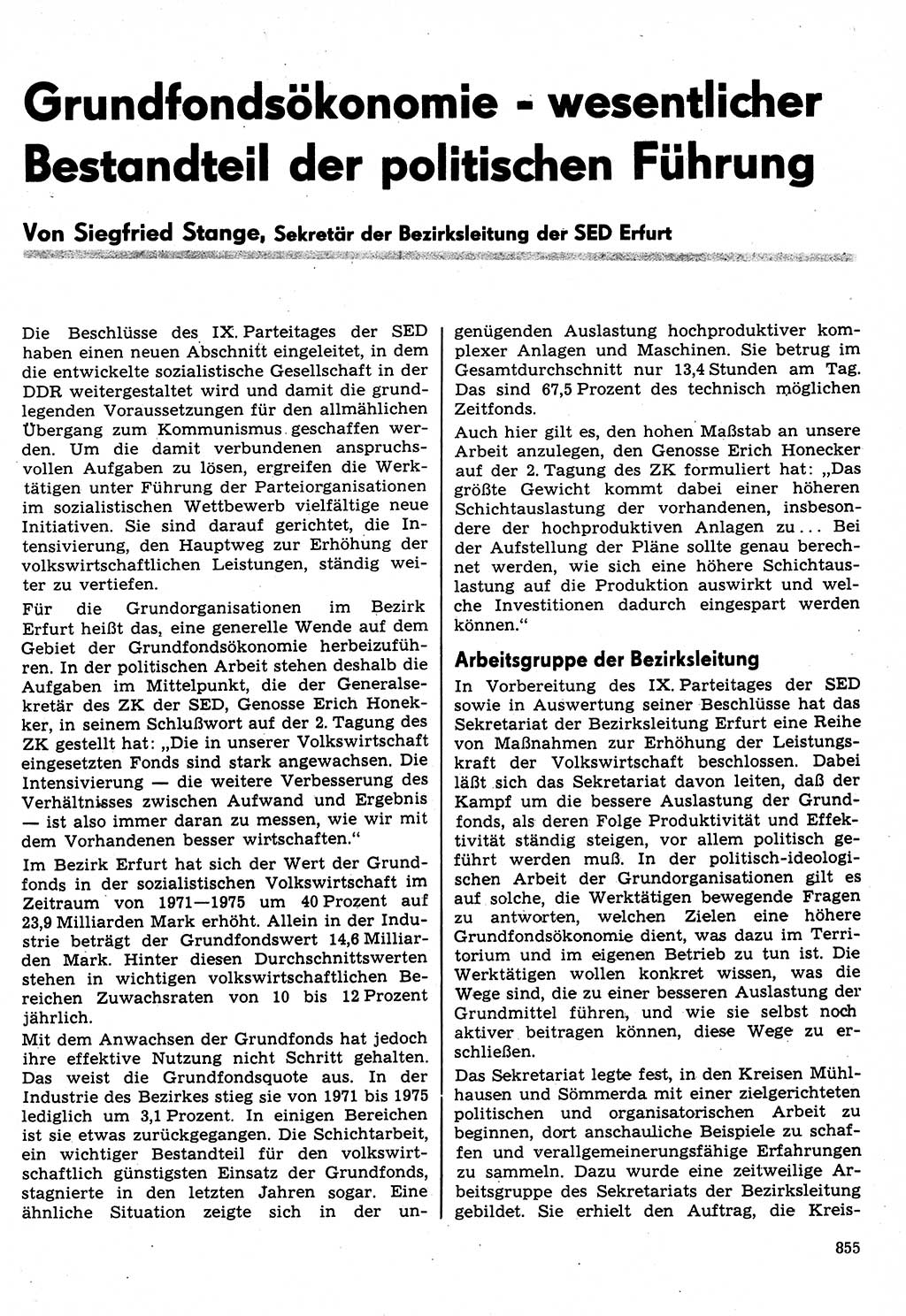 Neuer Weg (NW), Organ des Zentralkomitees (ZK) der SED (Sozialistische Einheitspartei Deutschlands) fÃ¼r Fragen des Parteilebens, 31. Jahrgang [Deutsche Demokratische Republik (DDR)] 1976, Seite 855 (NW ZK SED DDR 1976, S. 855)