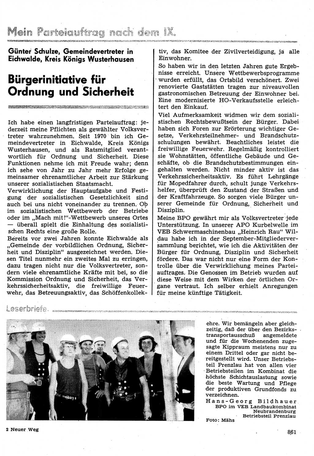 Neuer Weg (NW), Organ des Zentralkomitees (ZK) der SED (Sozialistische Einheitspartei Deutschlands) für Fragen des Parteilebens, 31. Jahrgang [Deutsche Demokratische Republik (DDR)] 1976, Seite 861 (NW ZK SED DDR 1976, S. 861)