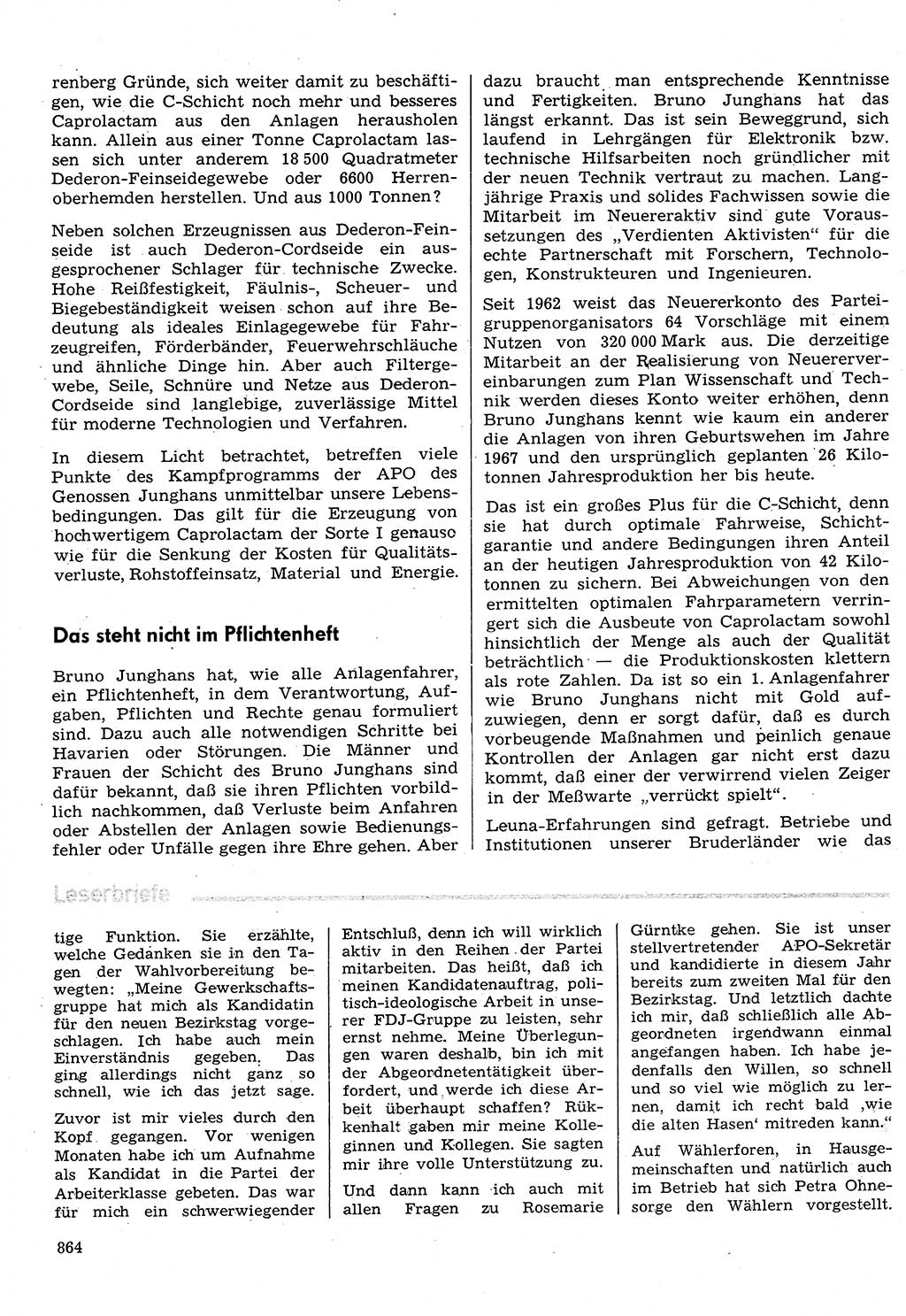 Neuer Weg (NW), Organ des Zentralkomitees (ZK) der SED (Sozialistische Einheitspartei Deutschlands) für Fragen des Parteilebens, 31. Jahrgang [Deutsche Demokratische Republik (DDR)] 1976, Seite 864 (NW ZK SED DDR 1976, S. 864)