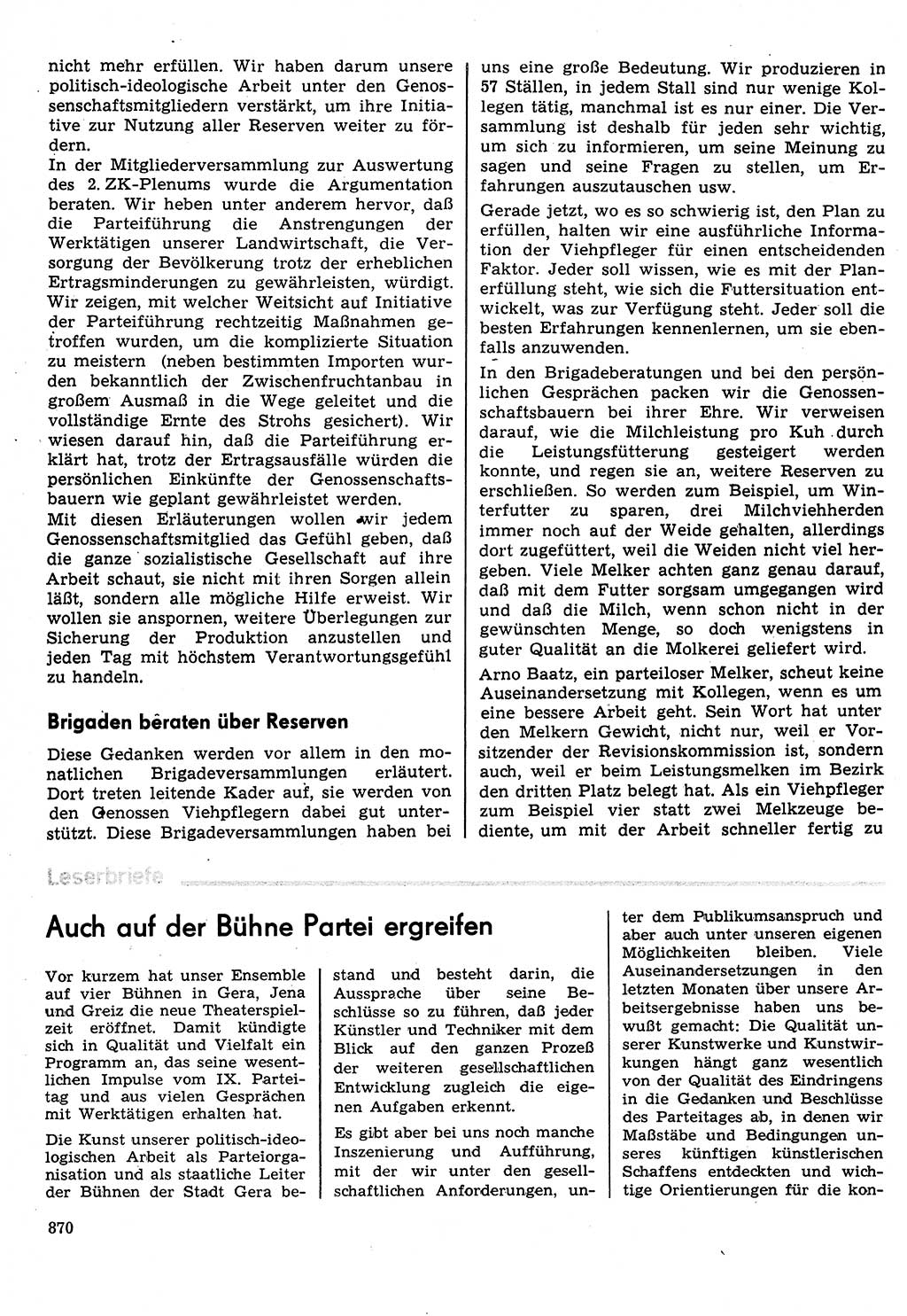 Neuer Weg (NW), Organ des Zentralkomitees (ZK) der SED (Sozialistische Einheitspartei Deutschlands) für Fragen des Parteilebens, 31. Jahrgang [Deutsche Demokratische Republik (DDR)] 1976, Seite 870 (NW ZK SED DDR 1976, S. 870)