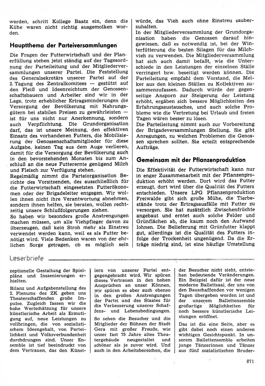 Neuer Weg (NW), Organ des Zentralkomitees (ZK) der SED (Sozialistische Einheitspartei Deutschlands) für Fragen des Parteilebens, 31. Jahrgang [Deutsche Demokratische Republik (DDR)] 1976, Seite 871 (NW ZK SED DDR 1976, S. 871)