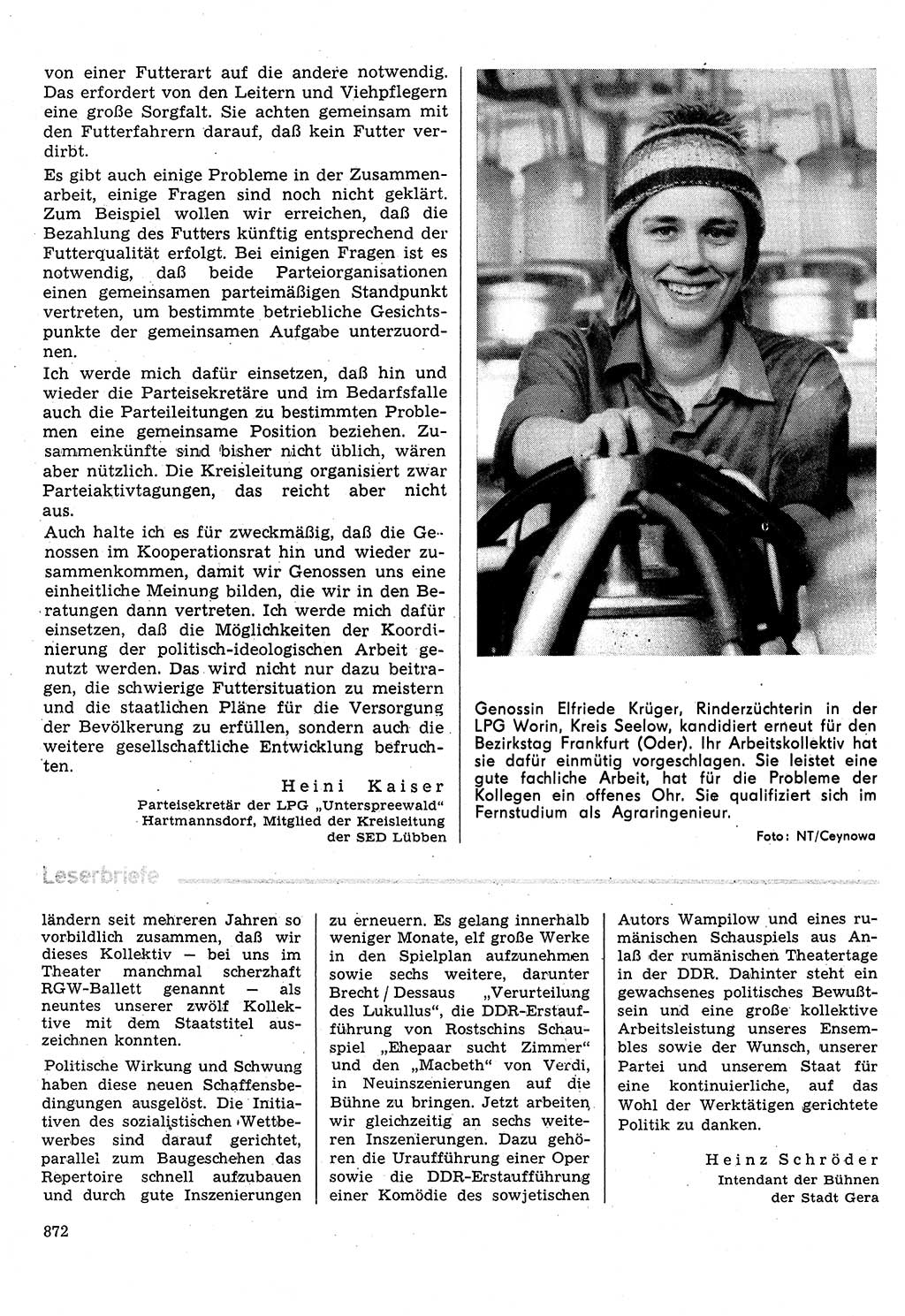 Neuer Weg (NW), Organ des Zentralkomitees (ZK) der SED (Sozialistische Einheitspartei Deutschlands) für Fragen des Parteilebens, 31. Jahrgang [Deutsche Demokratische Republik (DDR)] 1976, Seite 872 (NW ZK SED DDR 1976, S. 872)