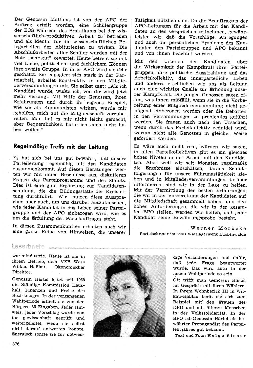 Neuer Weg (NW), Organ des Zentralkomitees (ZK) der SED (Sozialistische Einheitspartei Deutschlands) für Fragen des Parteilebens, 31. Jahrgang [Deutsche Demokratische Republik (DDR)] 1976, Seite 876 (NW ZK SED DDR 1976, S. 876)