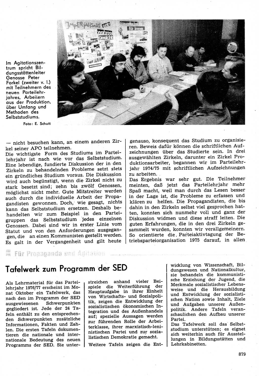 Neuer Weg (NW), Organ des Zentralkomitees (ZK) der SED (Sozialistische Einheitspartei Deutschlands) für Fragen des Parteilebens, 31. Jahrgang [Deutsche Demokratische Republik (DDR)] 1976, Seite 879 (NW ZK SED DDR 1976, S. 879)