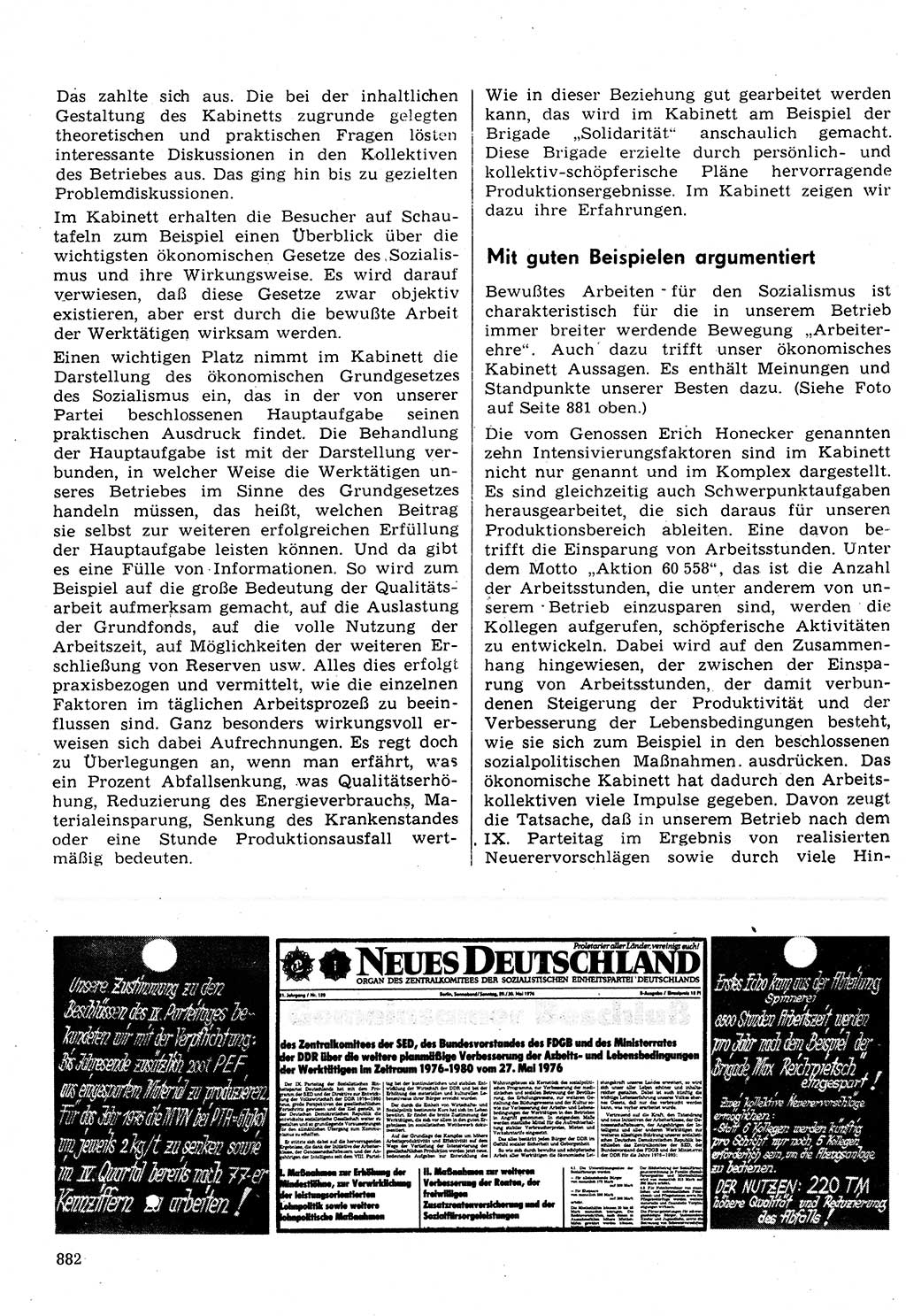 Neuer Weg (NW), Organ des Zentralkomitees (ZK) der SED (Sozialistische Einheitspartei Deutschlands) für Fragen des Parteilebens, 31. Jahrgang [Deutsche Demokratische Republik (DDR)] 1976, Seite 882 (NW ZK SED DDR 1976, S. 882)