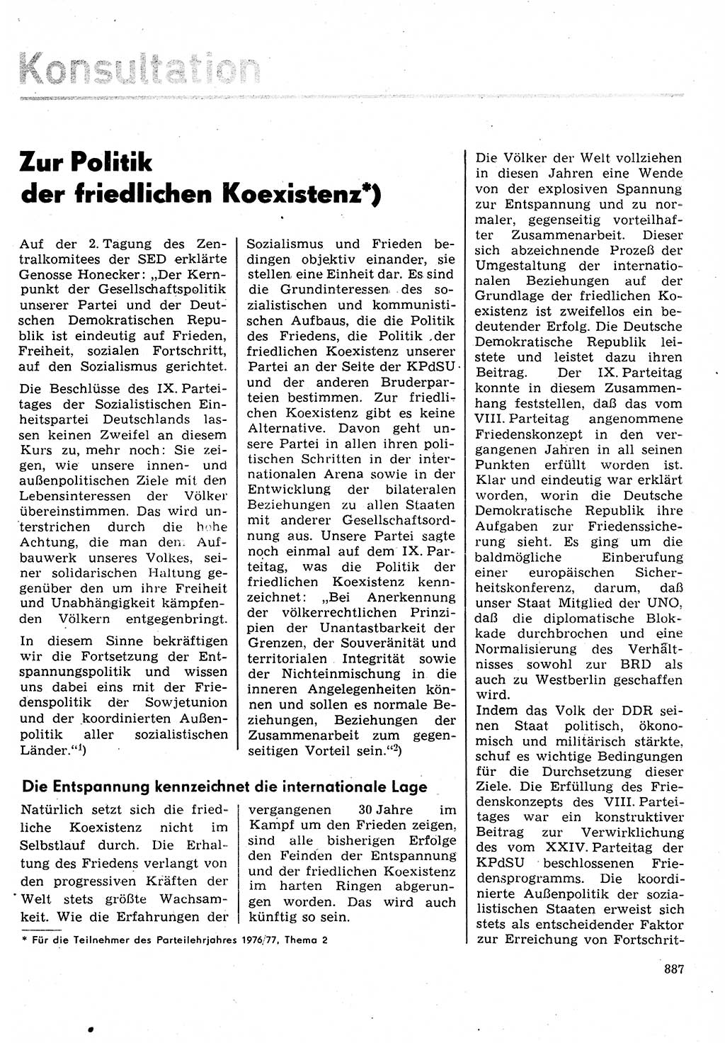 Neuer Weg (NW), Organ des Zentralkomitees (ZK) der SED (Sozialistische Einheitspartei Deutschlands) für Fragen des Parteilebens, 31. Jahrgang [Deutsche Demokratische Republik (DDR)] 1976, Seite 887 (NW ZK SED DDR 1976, S. 887)
