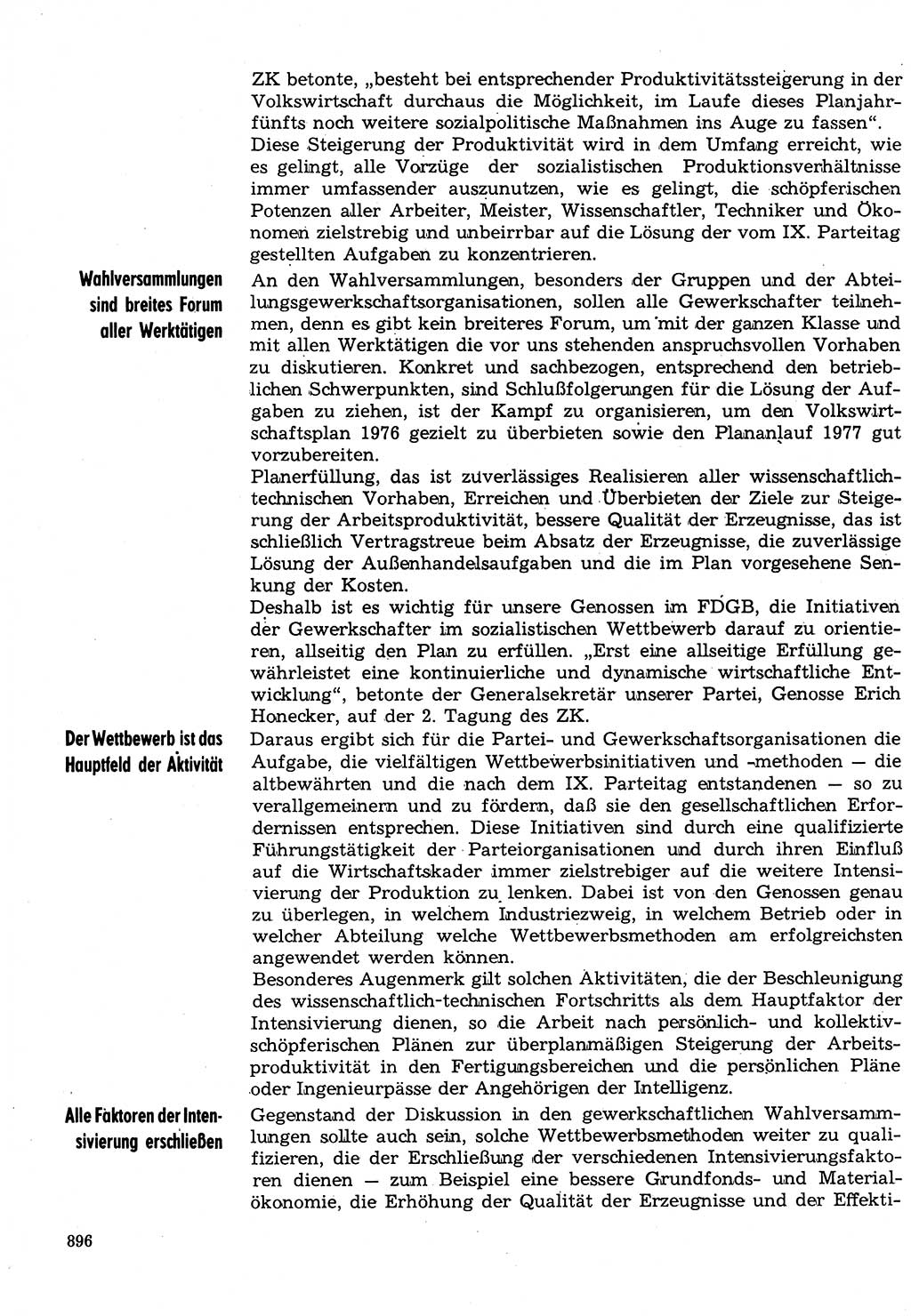 Neuer Weg (NW), Organ des Zentralkomitees (ZK) der SED (Sozialistische Einheitspartei Deutschlands) für Fragen des Parteilebens, 31. Jahrgang [Deutsche Demokratische Republik (DDR)] 1976, Seite 896 (NW ZK SED DDR 1976, S. 896)