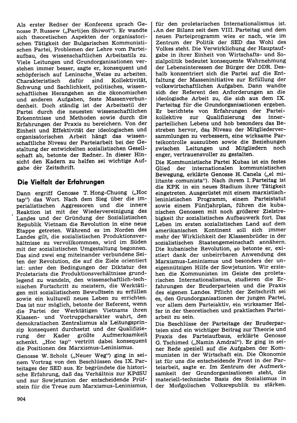 Neuer Weg (NW), Organ des Zentralkomitees (ZK) der SED (Sozialistische Einheitspartei Deutschlands) für Fragen des Parteilebens, 31. Jahrgang [Deutsche Demokratische Republik (DDR)] 1976, Seite 904 (NW ZK SED DDR 1976, S. 904)