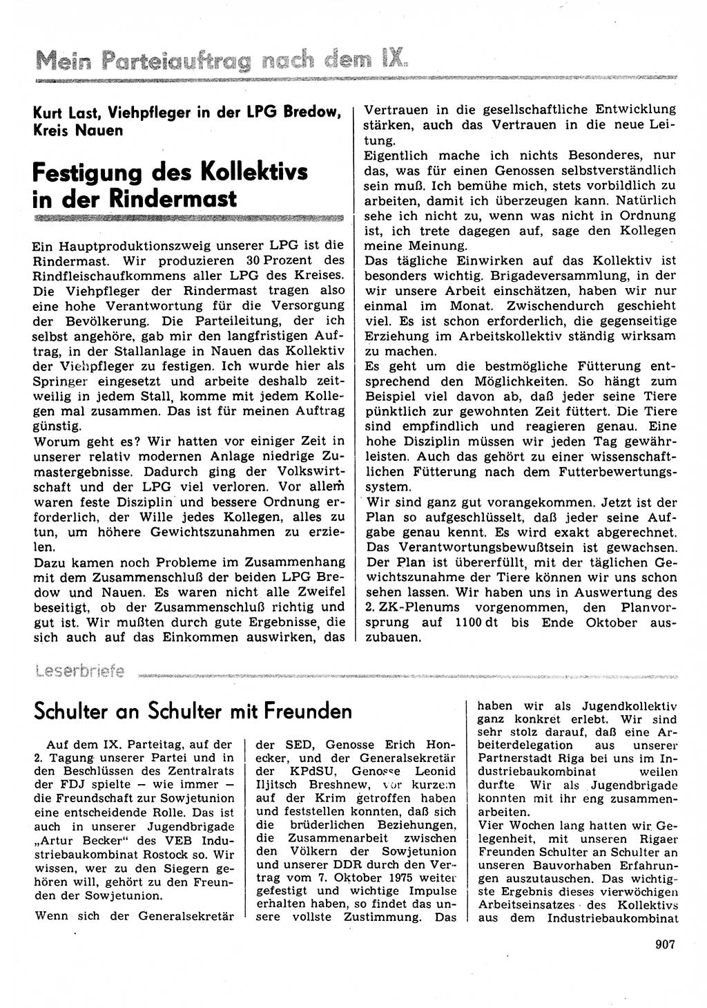 Neuer Weg (NW), Organ des Zentralkomitees (ZK) der SED (Sozialistische Einheitspartei Deutschlands) für Fragen des Parteilebens, 31. Jahrgang [Deutsche Demokratische Republik (DDR)] 1976, Seite 907 (NW ZK SED DDR 1976, S. 907)