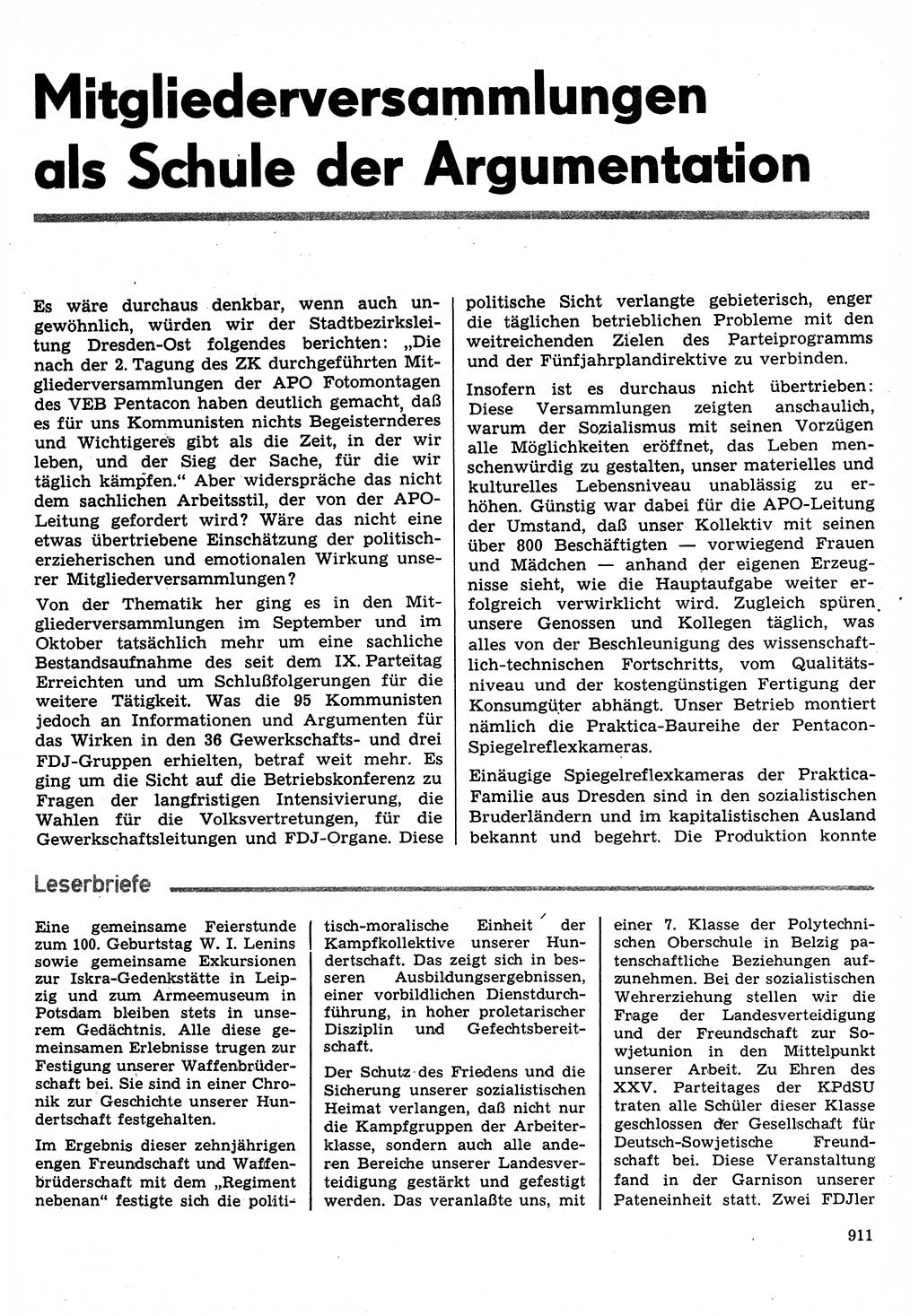 Neuer Weg (NW), Organ des Zentralkomitees (ZK) der SED (Sozialistische Einheitspartei Deutschlands) für Fragen des Parteilebens, 31. Jahrgang [Deutsche Demokratische Republik (DDR)] 1976, Seite 911 (NW ZK SED DDR 1976, S. 911)