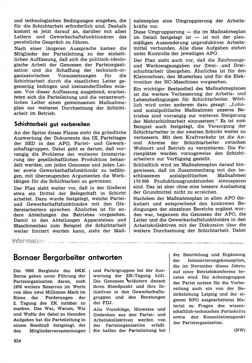 Neuer Weg (NW), Organ des Zentralkomitees (ZK) der SED (Sozialistische Einheitspartei Deutschlands) für Fragen des Parteilebens, 31. Jahrgang [Deutsche Demokratische Republik (DDR)] 1976, Seite 924 (NW ZK SED DDR 1976, S. 924)