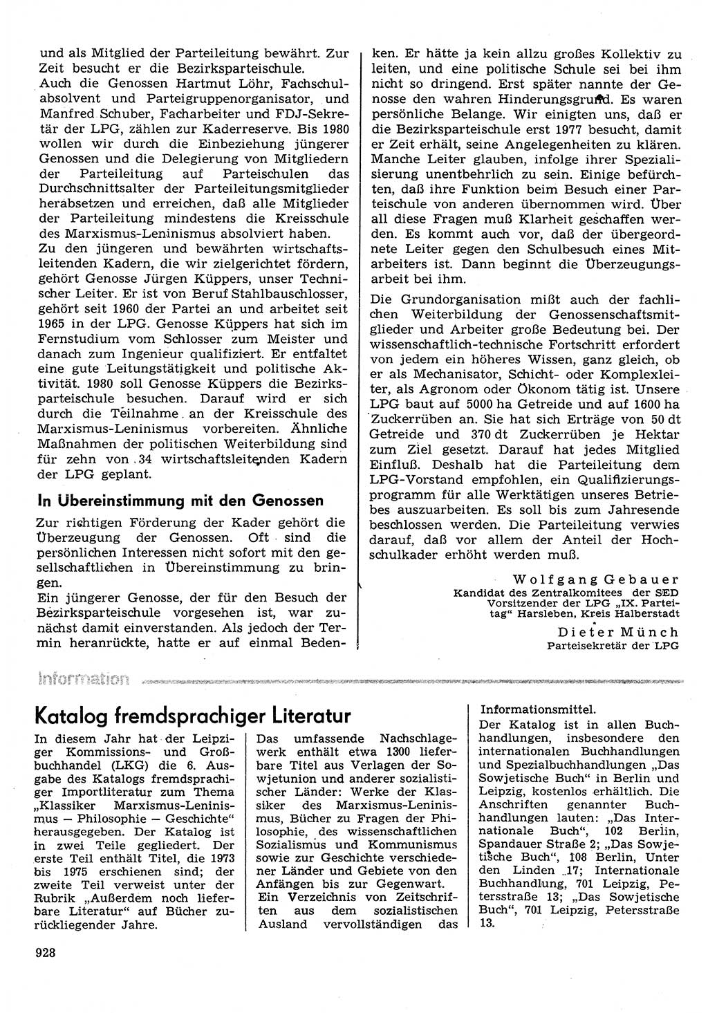 Neuer Weg (NW), Organ des Zentralkomitees (ZK) der SED (Sozialistische Einheitspartei Deutschlands) für Fragen des Parteilebens, 31. Jahrgang [Deutsche Demokratische Republik (DDR)] 1976, Seite 928 (NW ZK SED DDR 1976, S. 928)
