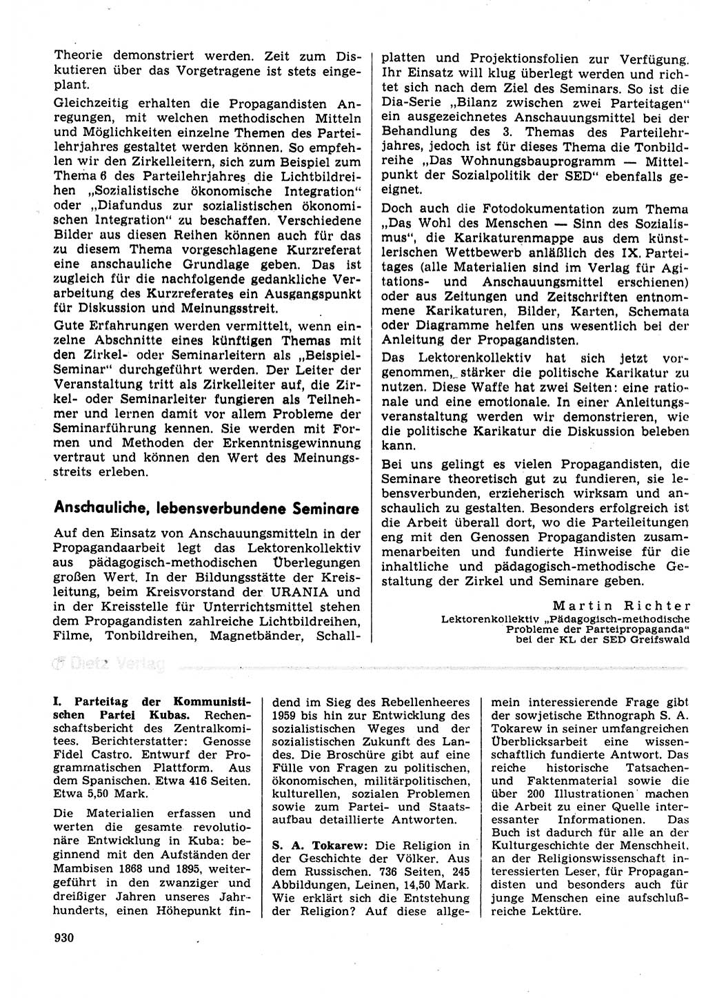 Neuer Weg (NW), Organ des Zentralkomitees (ZK) der SED (Sozialistische Einheitspartei Deutschlands) für Fragen des Parteilebens, 31. Jahrgang [Deutsche Demokratische Republik (DDR)] 1976, Seite 930 (NW ZK SED DDR 1976, S. 930)