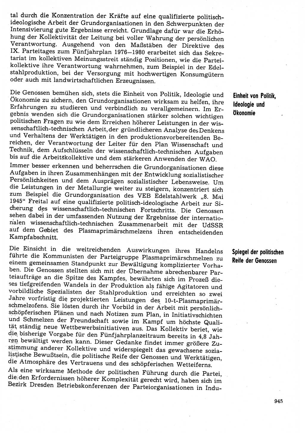 Neuer Weg (NW), Organ des Zentralkomitees (ZK) der SED (Sozialistische Einheitspartei Deutschlands) für Fragen des Parteilebens, 31. Jahrgang [Deutsche Demokratische Republik (DDR)] 1976, Seite 945 (NW ZK SED DDR 1976, S. 945)