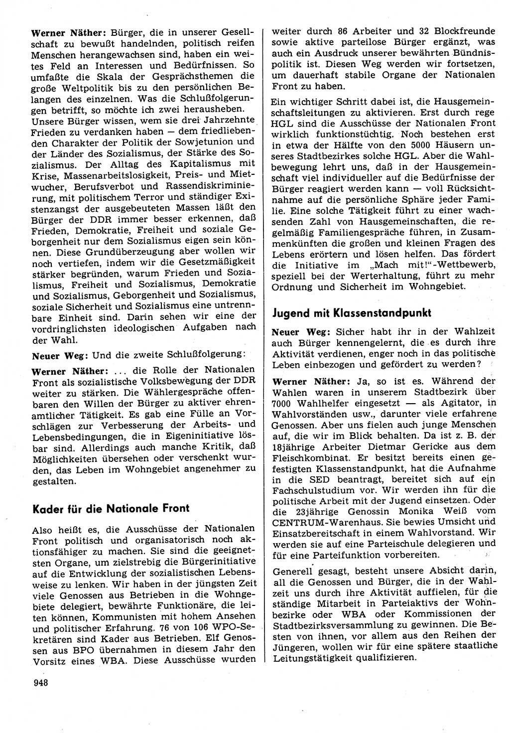 Neuer Weg (NW), Organ des Zentralkomitees (ZK) der SED (Sozialistische Einheitspartei Deutschlands) für Fragen des Parteilebens, 31. Jahrgang [Deutsche Demokratische Republik (DDR)] 1976, Seite 948 (NW ZK SED DDR 1976, S. 948)