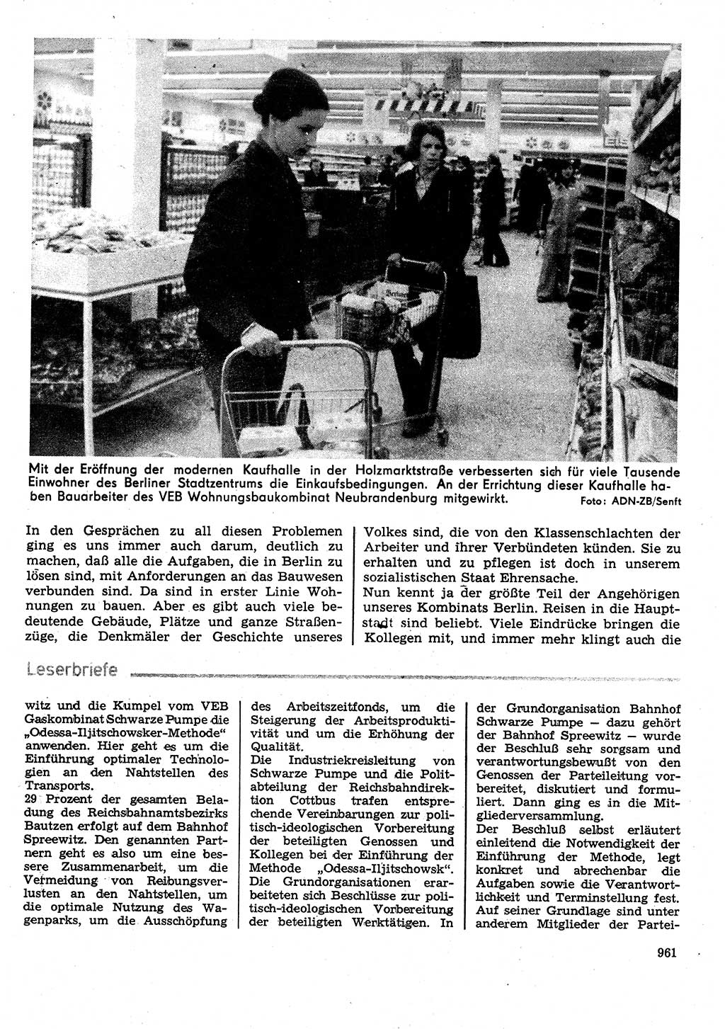 Neuer Weg (NW), Organ des Zentralkomitees (ZK) der SED (Sozialistische Einheitspartei Deutschlands) für Fragen des Parteilebens, 31. Jahrgang [Deutsche Demokratische Republik (DDR)] 1976, Seite 961 (NW ZK SED DDR 1976, S. 961)