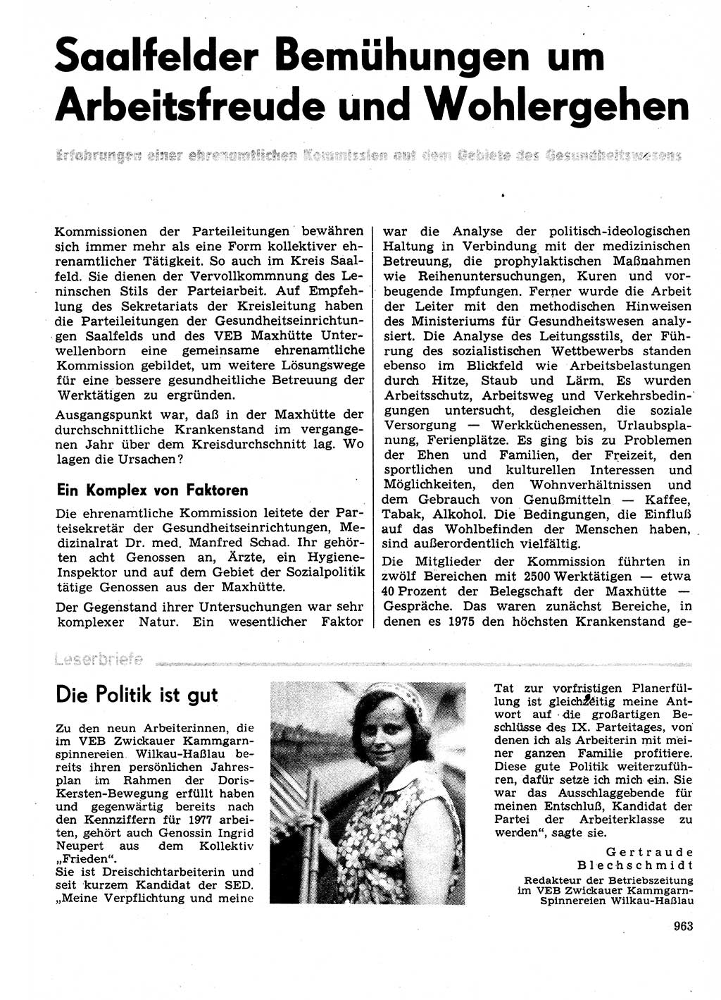 Neuer Weg (NW), Organ des Zentralkomitees (ZK) der SED (Sozialistische Einheitspartei Deutschlands) für Fragen des Parteilebens, 31. Jahrgang [Deutsche Demokratische Republik (DDR)] 1976, Seite 963 (NW ZK SED DDR 1976, S. 963)