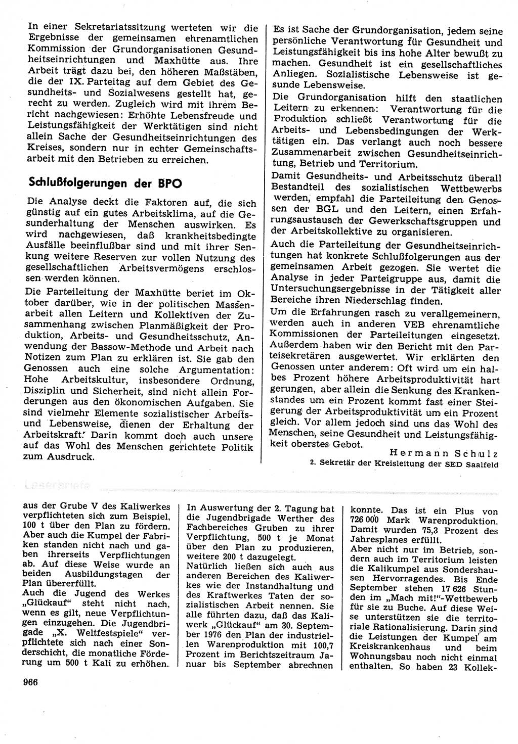 Neuer Weg (NW), Organ des Zentralkomitees (ZK) der SED (Sozialistische Einheitspartei Deutschlands) für Fragen des Parteilebens, 31. Jahrgang [Deutsche Demokratische Republik (DDR)] 1976, Seite 966 (NW ZK SED DDR 1976, S. 966)