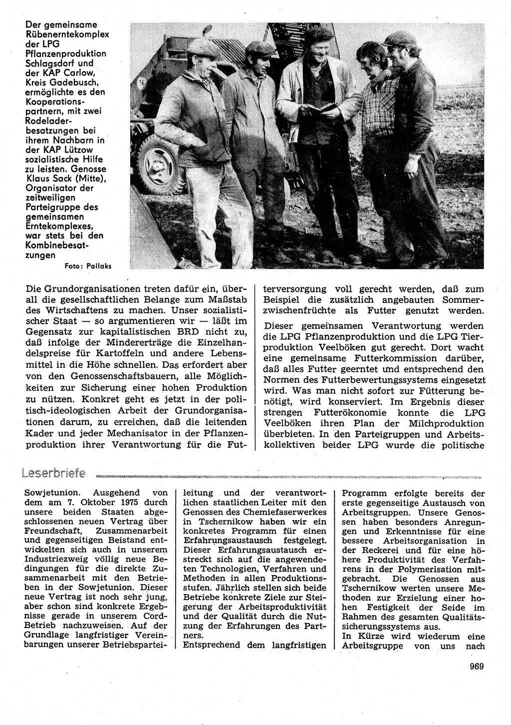 Neuer Weg (NW), Organ des Zentralkomitees (ZK) der SED (Sozialistische Einheitspartei Deutschlands) für Fragen des Parteilebens, 31. Jahrgang [Deutsche Demokratische Republik (DDR)] 1976, Seite 969 (NW ZK SED DDR 1976, S. 969)