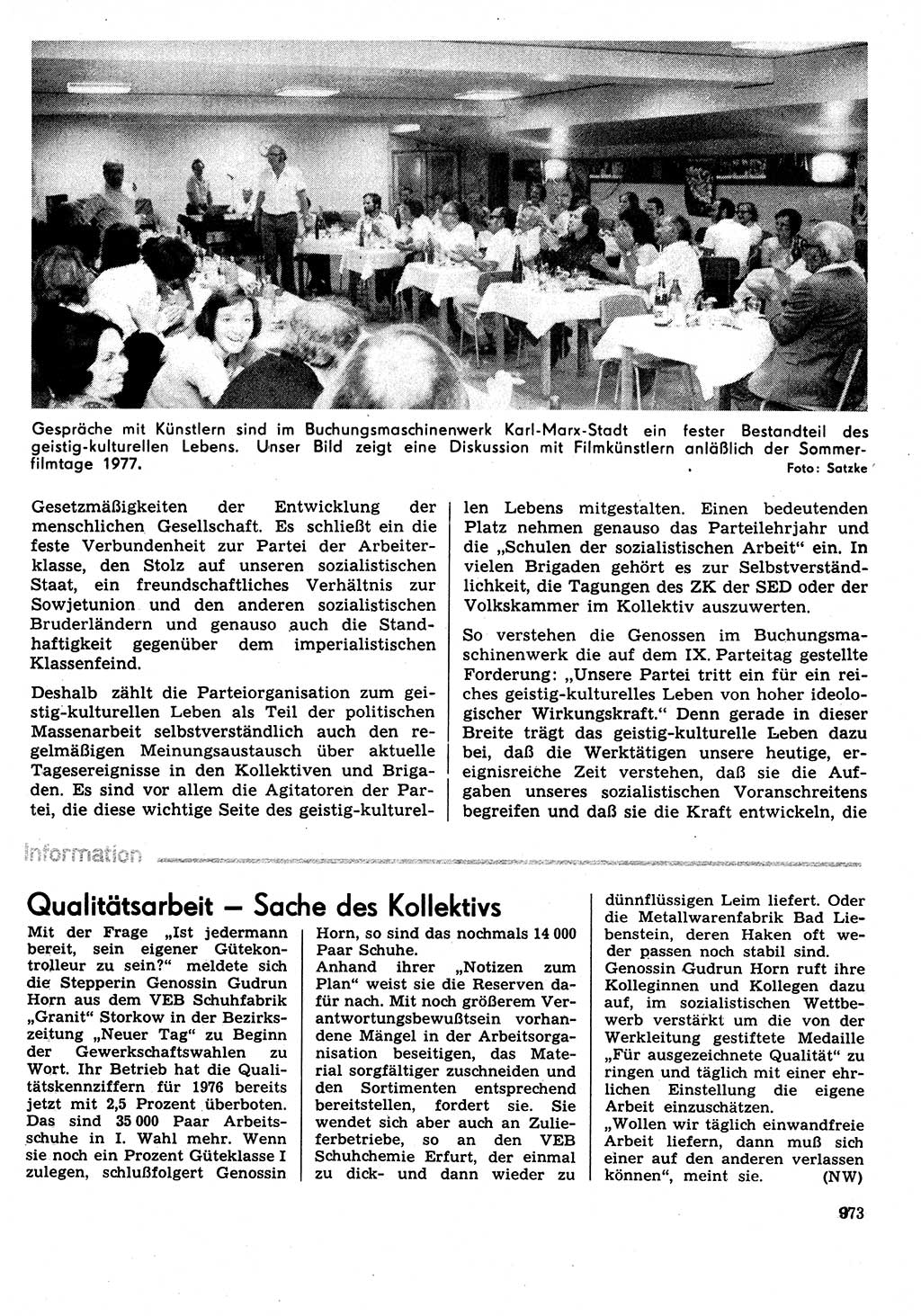 Neuer Weg (NW), Organ des Zentralkomitees (ZK) der SED (Sozialistische Einheitspartei Deutschlands) für Fragen des Parteilebens, 31. Jahrgang [Deutsche Demokratische Republik (DDR)] 1976, Seite 973 (NW ZK SED DDR 1976, S. 973)