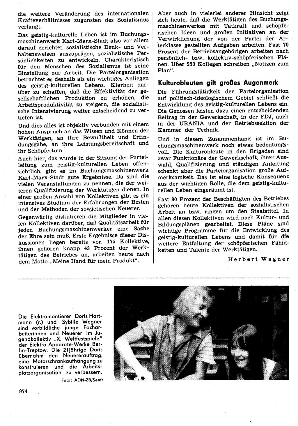 Neuer Weg (NW), Organ des Zentralkomitees (ZK) der SED (Sozialistische Einheitspartei Deutschlands) für Fragen des Parteilebens, 31. Jahrgang [Deutsche Demokratische Republik (DDR)] 1976, Seite 974 (NW ZK SED DDR 1976, S. 974)