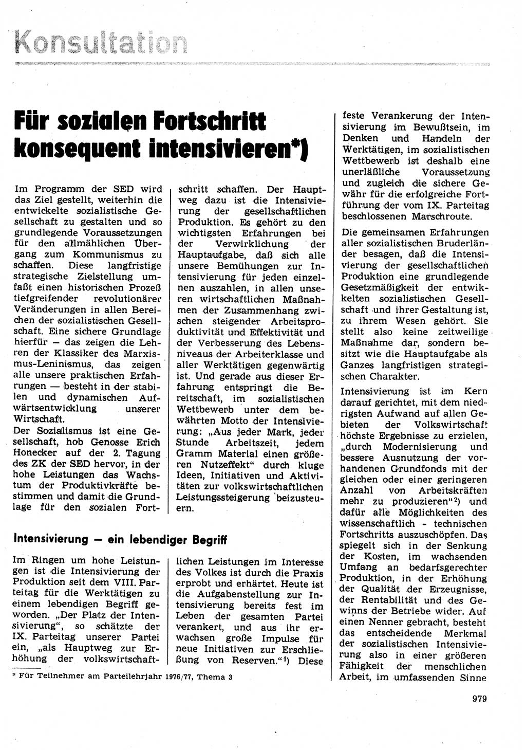 Neuer Weg (NW), Organ des Zentralkomitees (ZK) der SED (Sozialistische Einheitspartei Deutschlands) für Fragen des Parteilebens, 31. Jahrgang [Deutsche Demokratische Republik (DDR)] 1976, Seite 979 (NW ZK SED DDR 1976, S. 979)