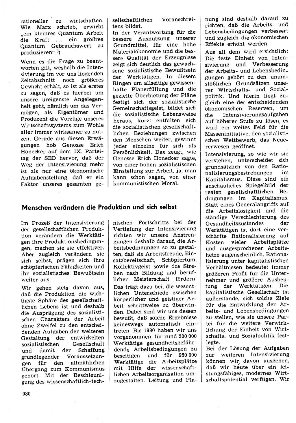 Neuer Weg (NW), Organ des Zentralkomitees (ZK) der SED (Sozialistische Einheitspartei Deutschlands) für Fragen des Parteilebens, 31. Jahrgang [Deutsche Demokratische Republik (DDR)] 1976, Seite 980 (NW ZK SED DDR 1976, S. 980)