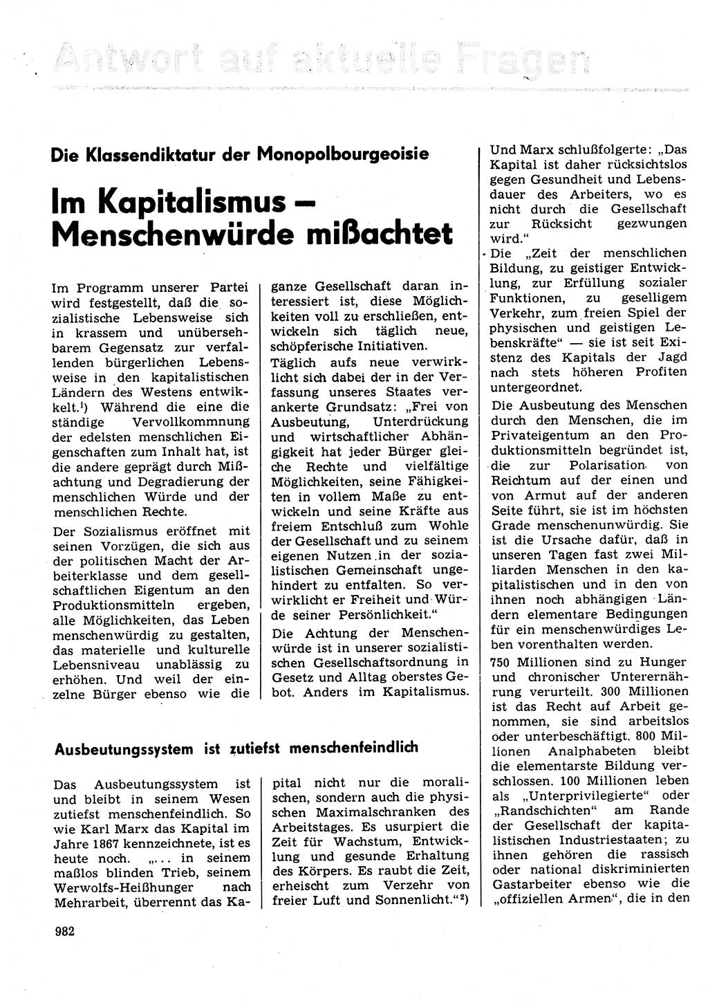 Neuer Weg (NW), Organ des Zentralkomitees (ZK) der SED (Sozialistische Einheitspartei Deutschlands) für Fragen des Parteilebens, 31. Jahrgang [Deutsche Demokratische Republik (DDR)] 1976, Seite 982 (NW ZK SED DDR 1976, S. 982)