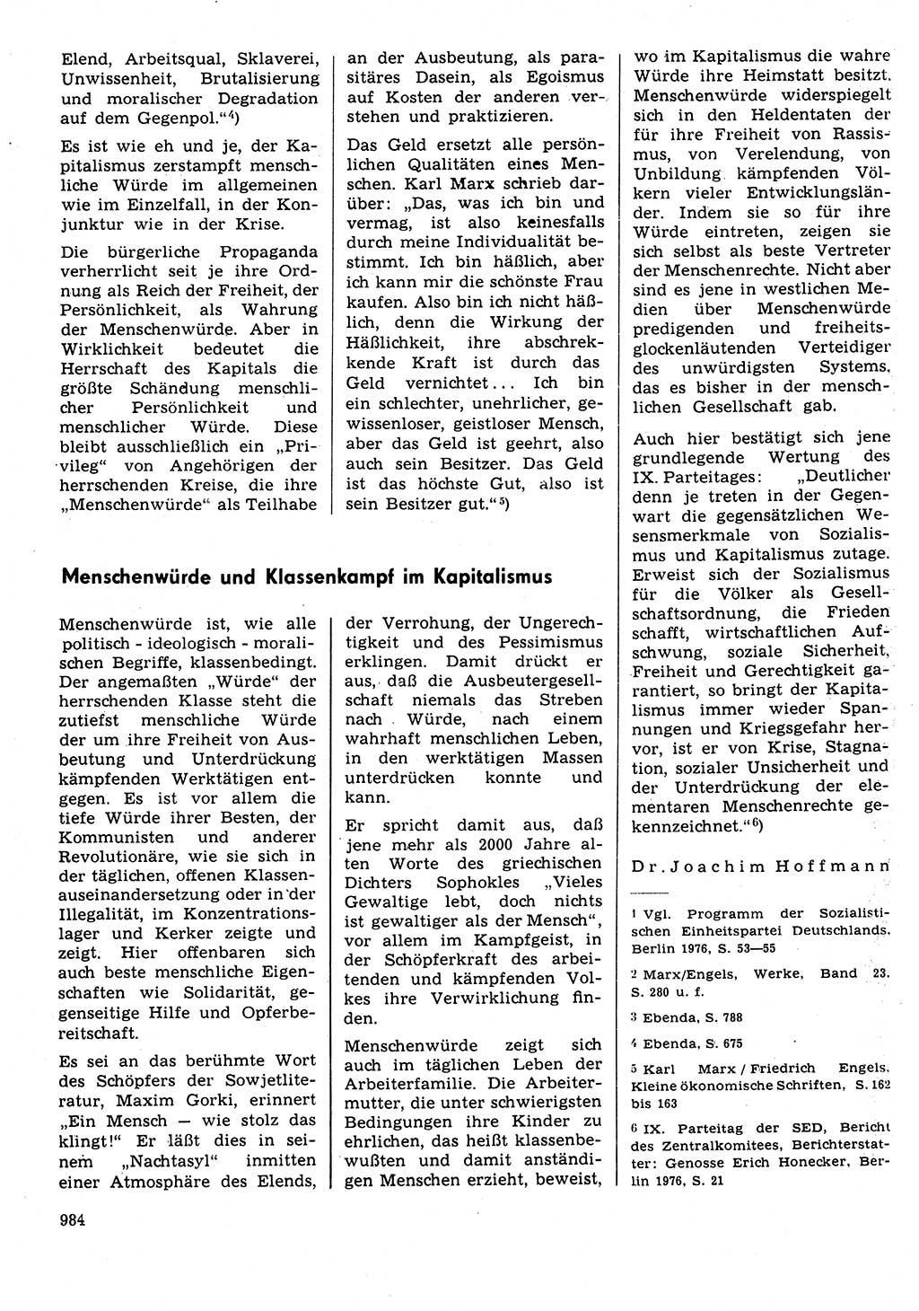 Neuer Weg (NW), Organ des Zentralkomitees (ZK) der SED (Sozialistische Einheitspartei Deutschlands) für Fragen des Parteilebens, 31. Jahrgang [Deutsche Demokratische Republik (DDR)] 1976, Seite 984 (NW ZK SED DDR 1976, S. 984)