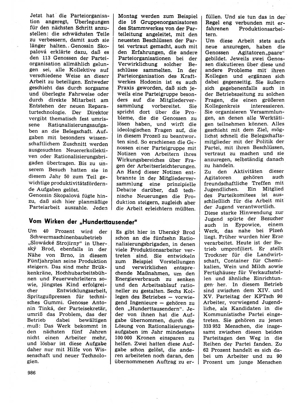Neuer Weg (NW), Organ des Zentralkomitees (ZK) der SED (Sozialistische Einheitspartei Deutschlands) für Fragen des Parteilebens, 31. Jahrgang [Deutsche Demokratische Republik (DDR)] 1976, Seite 986 (NW ZK SED DDR 1976, S. 986)