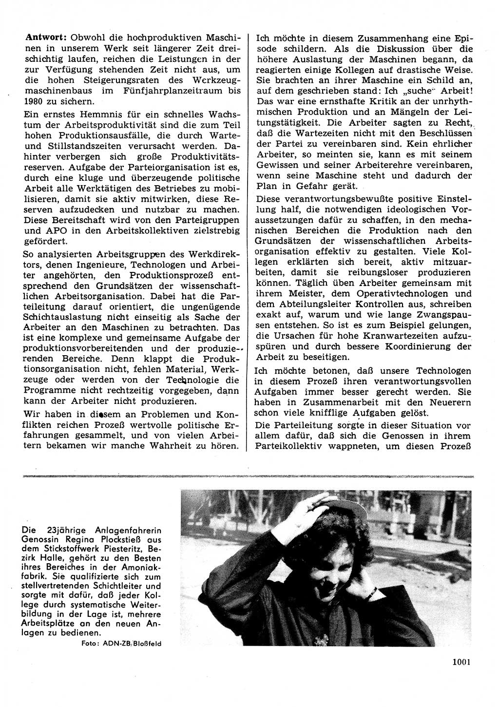 Neuer Weg (NW), Organ des Zentralkomitees (ZK) der SED (Sozialistische Einheitspartei Deutschlands) für Fragen des Parteilebens, 31. Jahrgang [Deutsche Demokratische Republik (DDR)] 1976, Seite 1001 (NW ZK SED DDR 1976, S. 1001)