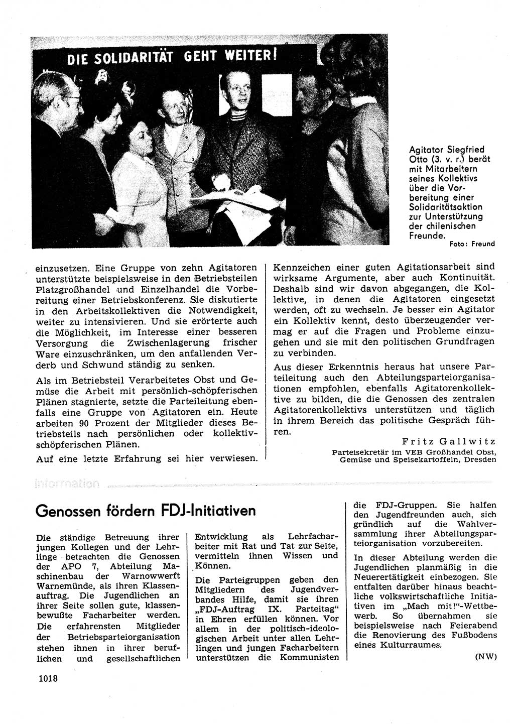 Neuer Weg (NW), Organ des Zentralkomitees (ZK) der SED (Sozialistische Einheitspartei Deutschlands) für Fragen des Parteilebens, 31. Jahrgang [Deutsche Demokratische Republik (DDR)] 1976, Seite 1018 (NW ZK SED DDR 1976, S. 1018)