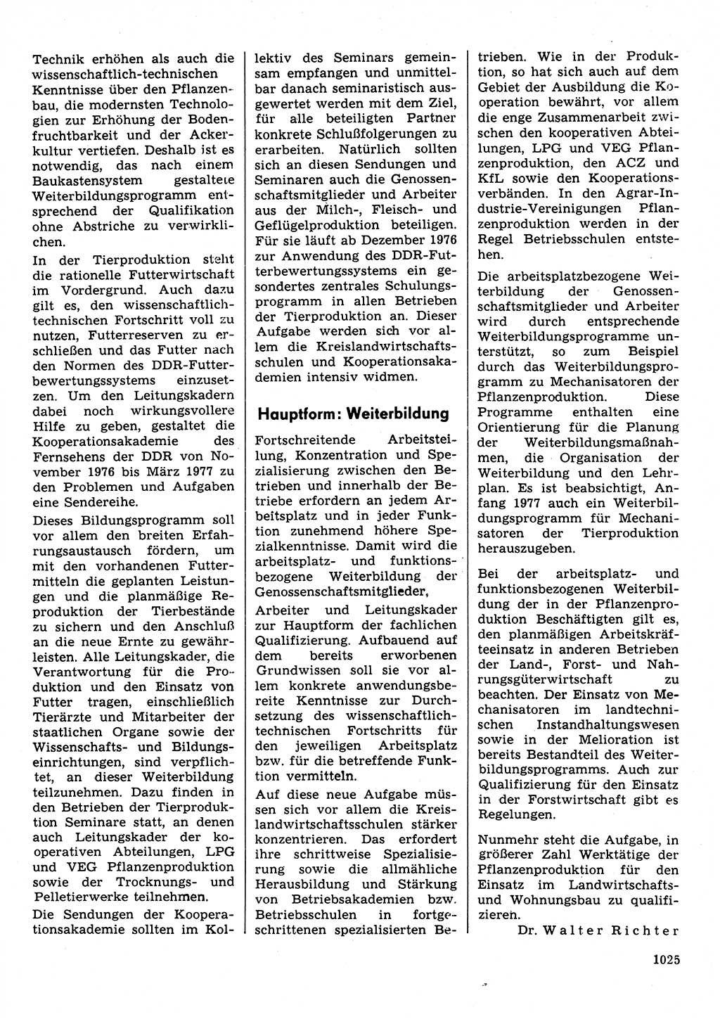 Neuer Weg (NW), Organ des Zentralkomitees (ZK) der SED (Sozialistische Einheitspartei Deutschlands) für Fragen des Parteilebens, 31. Jahrgang [Deutsche Demokratische Republik (DDR)] 1976, Seite 1025 (NW ZK SED DDR 1976, S. 1025)