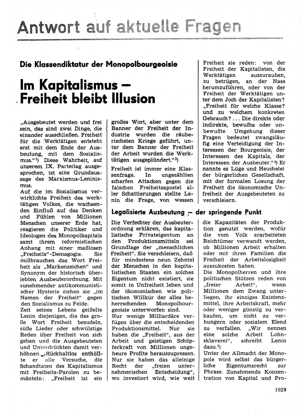 Neuer Weg (NW), Organ des Zentralkomitees (ZK) der SED (Sozialistische Einheitspartei Deutschlands) für Fragen des Parteilebens, 31. Jahrgang [Deutsche Demokratische Republik (DDR)] 1976, Seite 1029 (NW ZK SED DDR 1976, S. 1029)