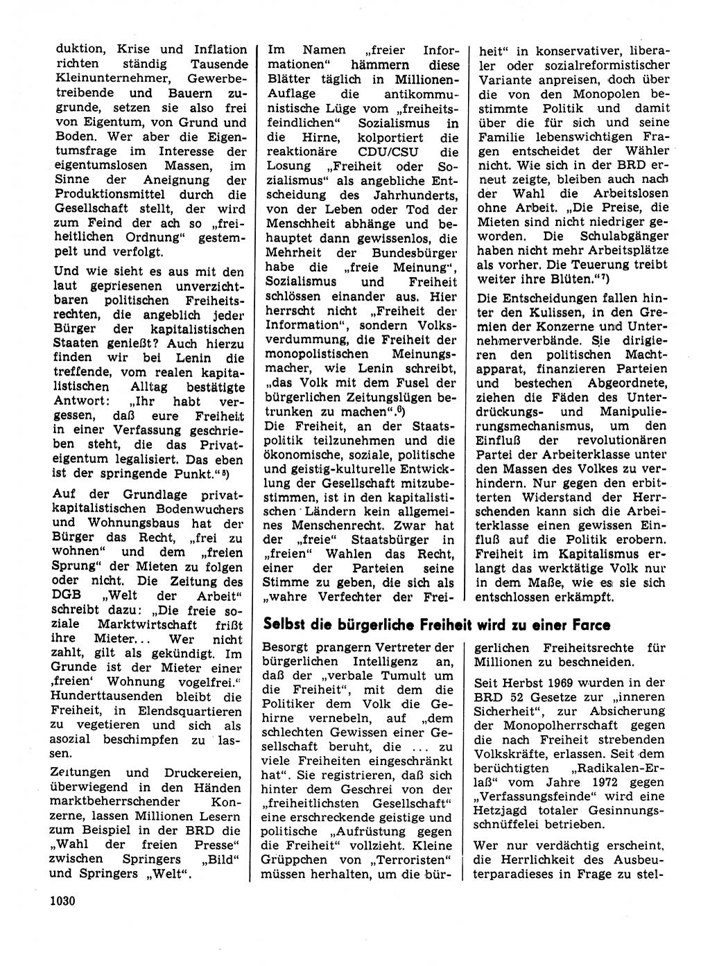 Neuer Weg (NW), Organ des Zentralkomitees (ZK) der SED (Sozialistische Einheitspartei Deutschlands) für Fragen des Parteilebens, 31. Jahrgang [Deutsche Demokratische Republik (DDR)] 1976, Seite 1030 (NW ZK SED DDR 1976, S. 1030)