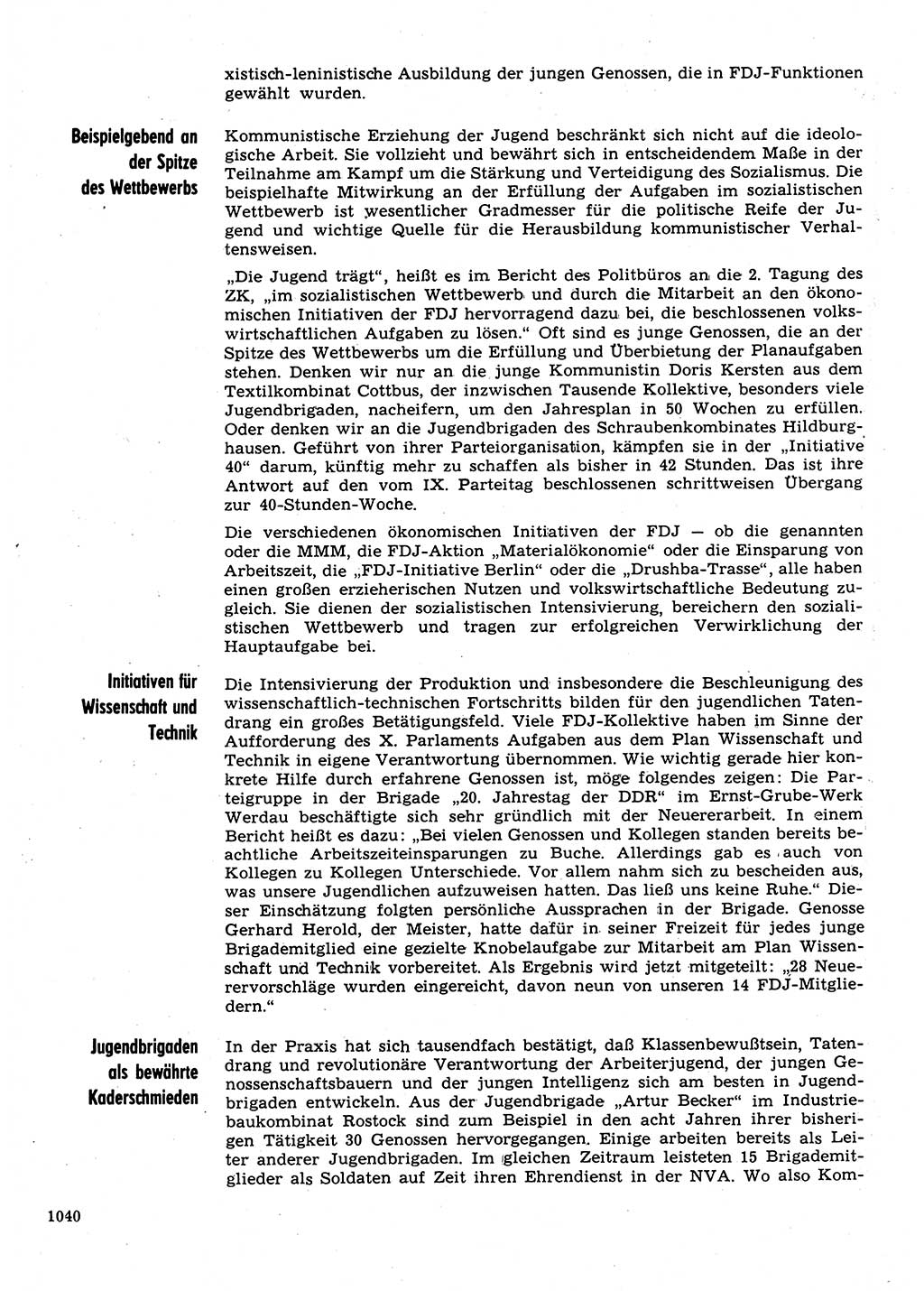 Neuer Weg (NW), Organ des Zentralkomitees (ZK) der SED (Sozialistische Einheitspartei Deutschlands) für Fragen des Parteilebens, 31. Jahrgang [Deutsche Demokratische Republik (DDR)] 1976, Seite 1040 (NW ZK SED DDR 1976, S. 1040)