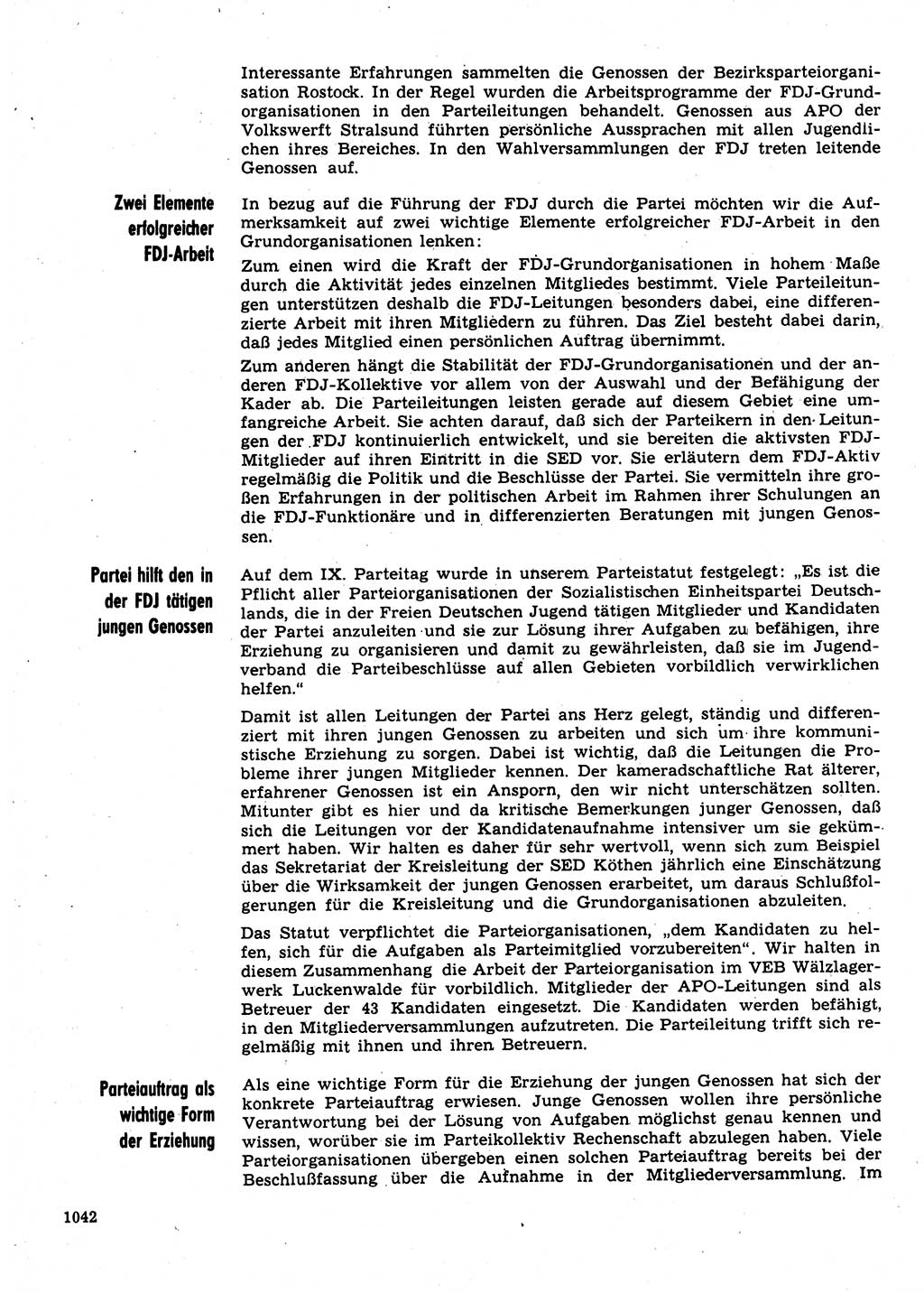 Neuer Weg (NW), Organ des Zentralkomitees (ZK) der SED (Sozialistische Einheitspartei Deutschlands) für Fragen des Parteilebens, 31. Jahrgang [Deutsche Demokratische Republik (DDR)] 1976, Seite 1042 (NW ZK SED DDR 1976, S. 1042)