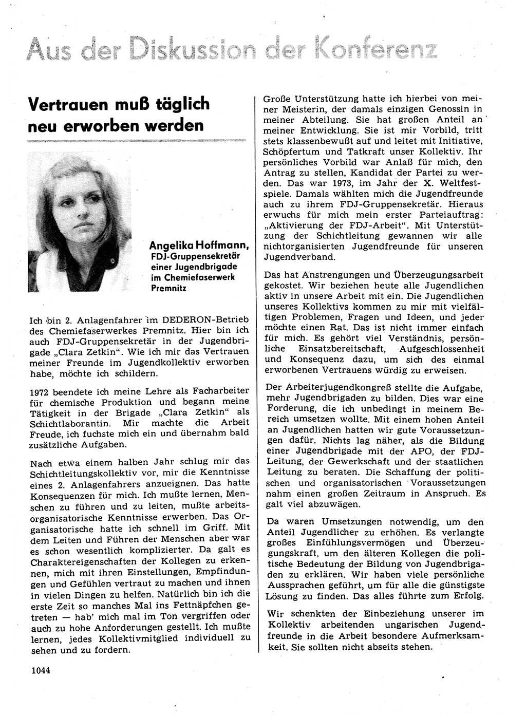 Neuer Weg (NW), Organ des Zentralkomitees (ZK) der SED (Sozialistische Einheitspartei Deutschlands) für Fragen des Parteilebens, 31. Jahrgang [Deutsche Demokratische Republik (DDR)] 1976, Seite 1044 (NW ZK SED DDR 1976, S. 1044)